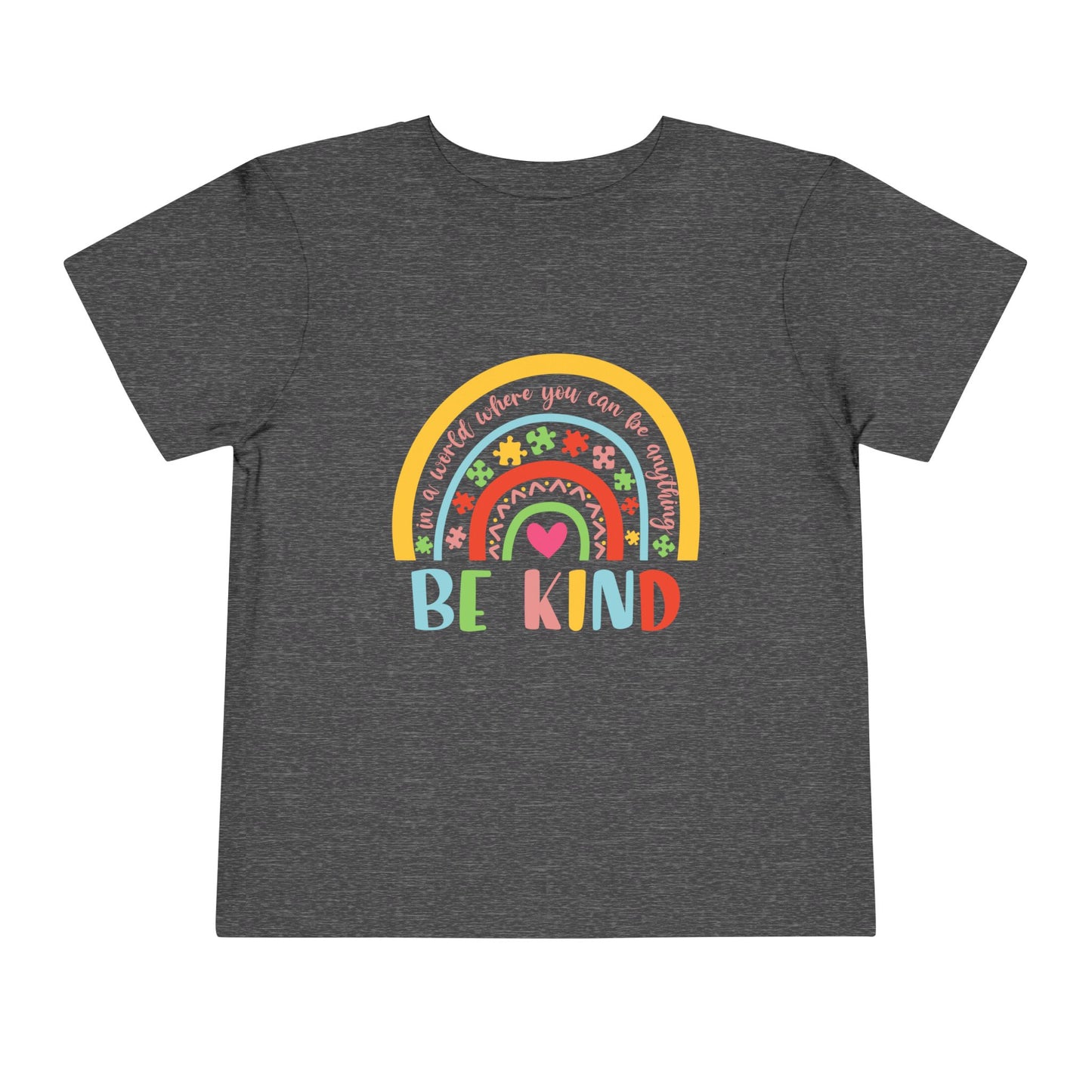 Be Kind Toddler Short Sleeve Tee - "Be Kind" Rainbow Tee, Fun Gift for Kids, Everyday Wear, Positive Vibes, Birthday Gift, Playdate Outfit