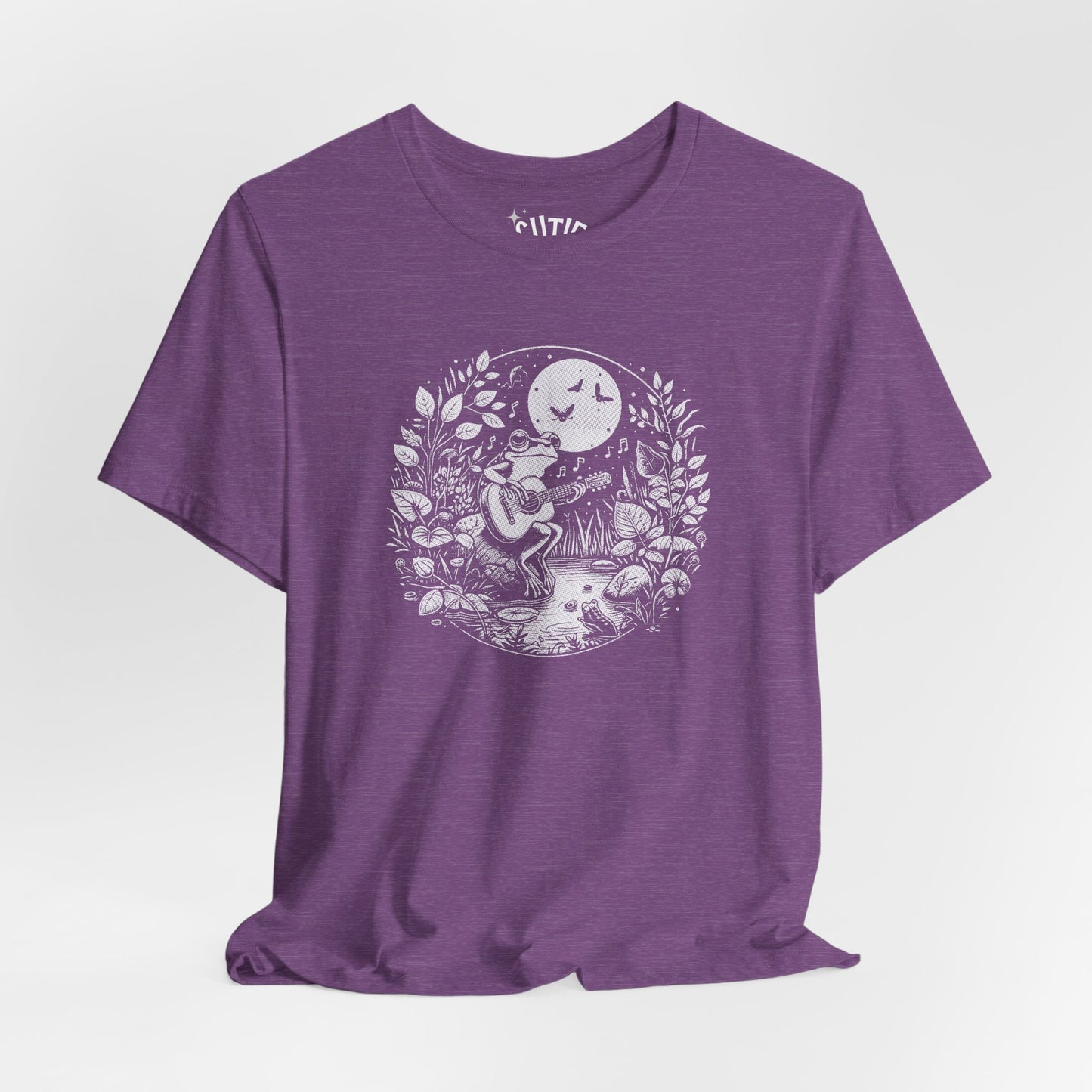 Frog with Guitar Nature Graphic Tee, Unisex Outdoor Shirt, Casual Wear, Gift for Nature Lovers, Music Theme Apparel, Bohemian Style Clothing