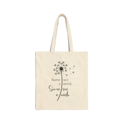 Dandelion Wish Cotton Canvas Tote Bag, Eco-Friendly Shopping Bag, Gift for Nature Lovers, Reusable Grocery Bag, Sustainable Tote