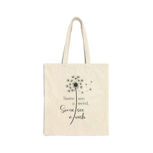 Dandelion Wish Cotton Canvas Tote Bag, Eco-Friendly Shopping Bag, Gift for Nature Lovers, Reusable Grocery Bag, Sustainable Tote