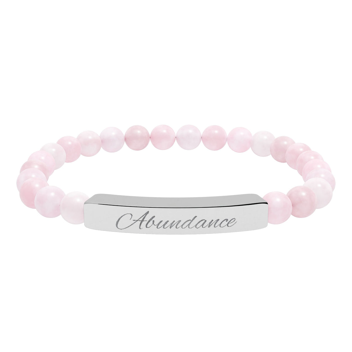 Natural Stone Stretch Bar Bracelet — ‘Abundance’ Engraved