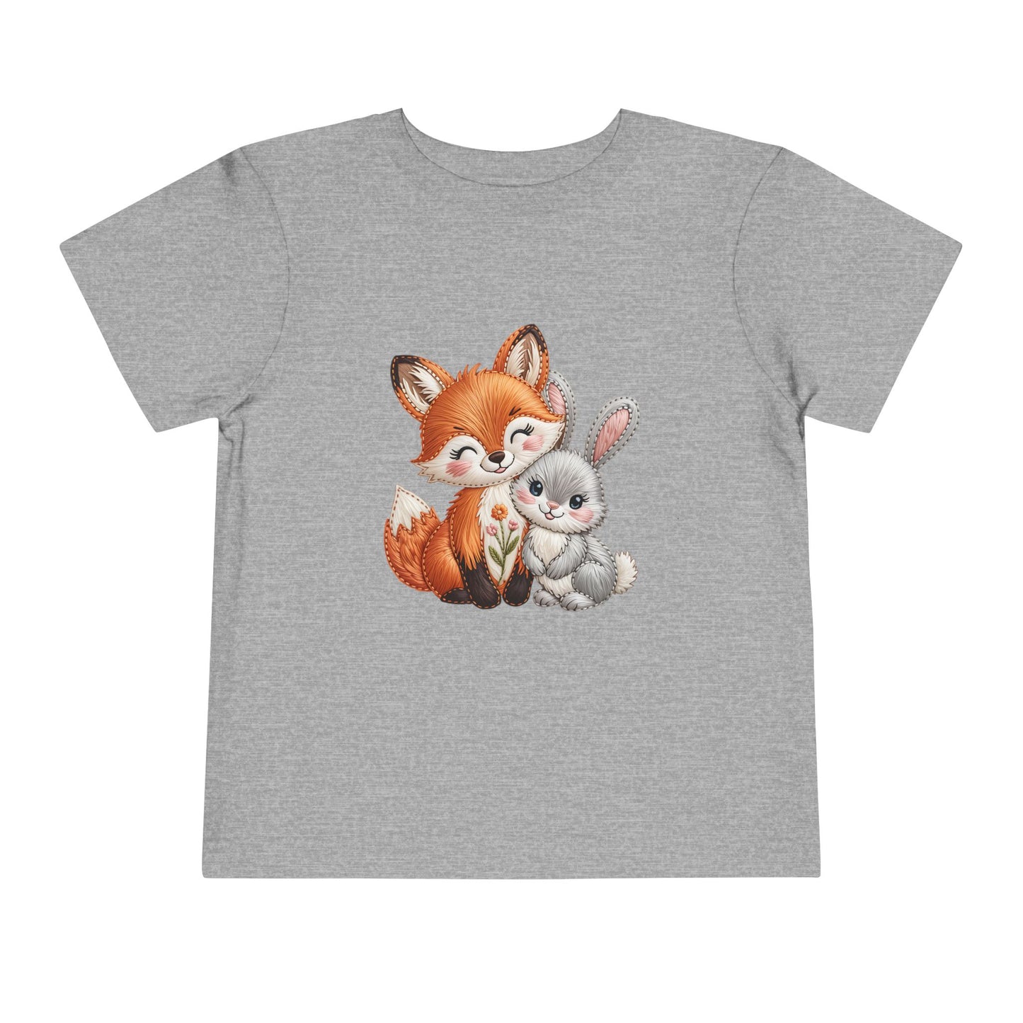 Animal Friends Toddler Tee, Kids Short Sleeve Shirt, Baby Shower Gift, Toddler Apparel, Fox and Bunny Design