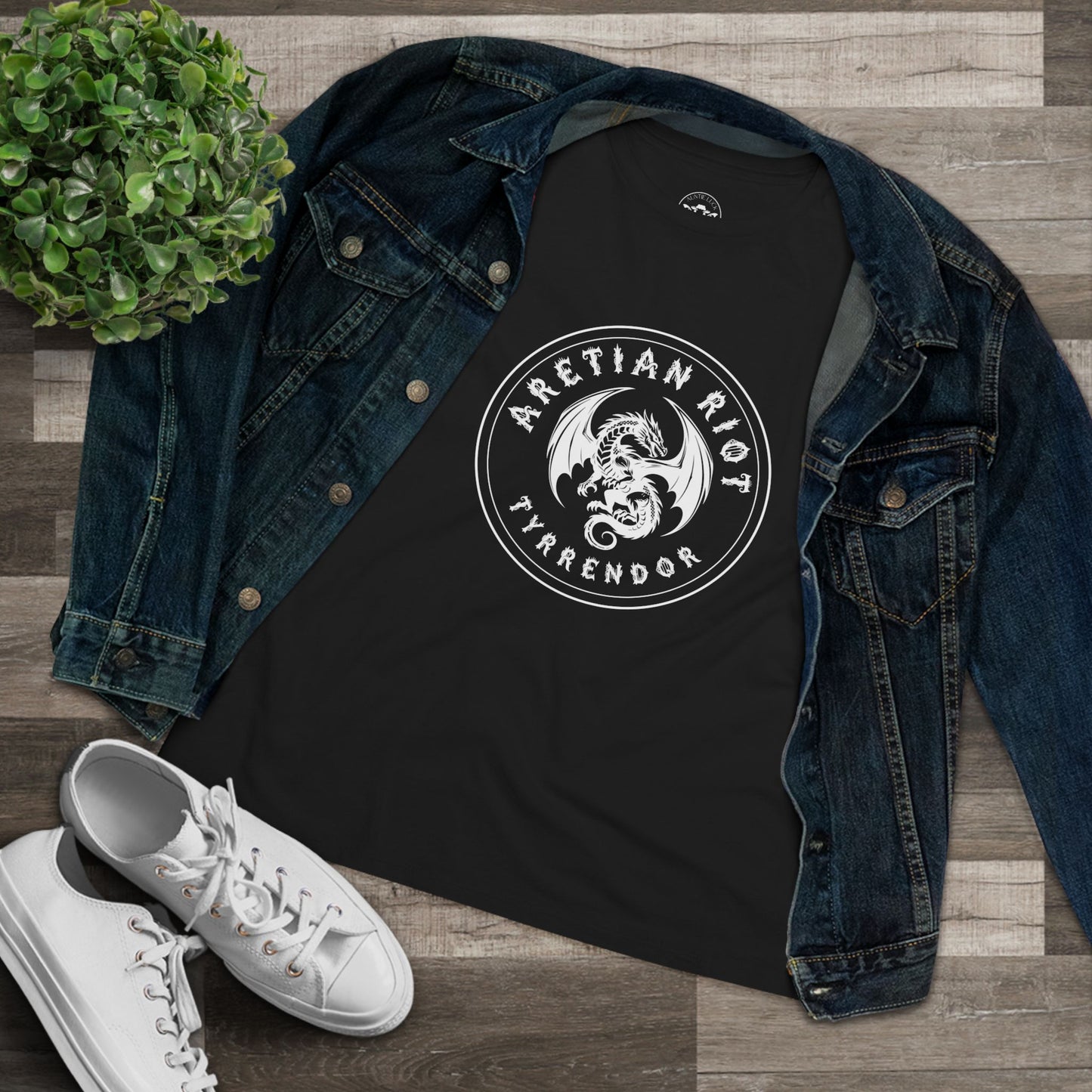 Dragon T-Shirt — 'Aretian Riot Tyrrendör' Dragon Emblem Women's Cotton Tee