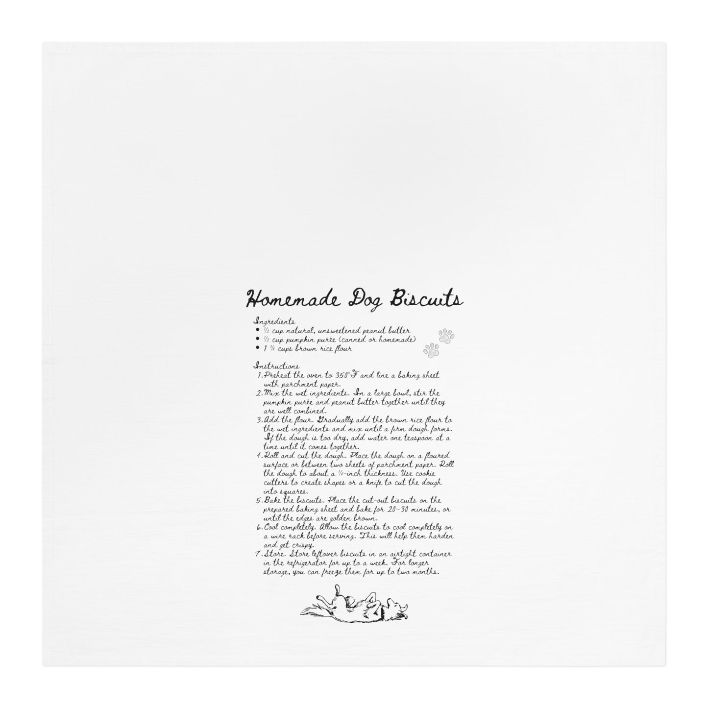 Homemade Dog Biscuit Recipe Tea Towel, Cute Dog Lover Gift, Kitchen Decor, Pet Owner Assistant, Gifts for Dog Lovers, Dog Themed Kitchen