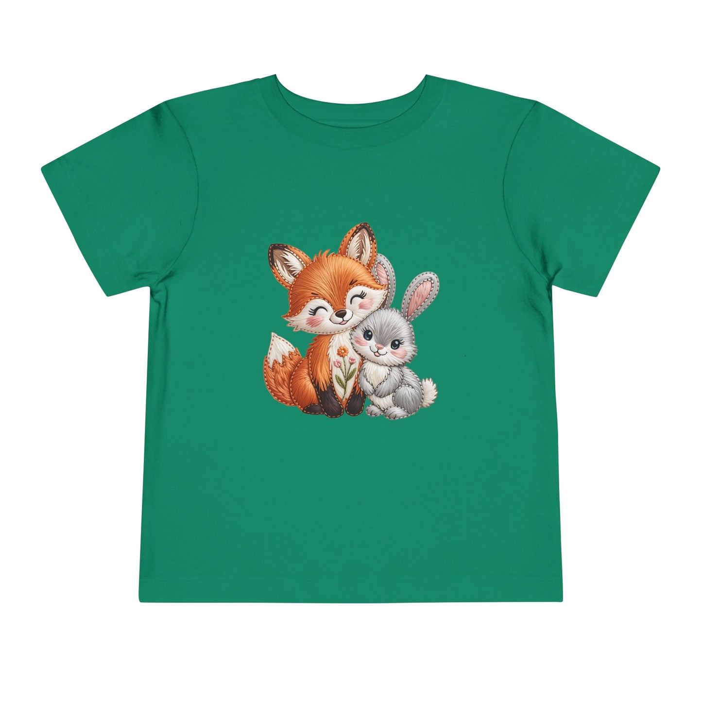 Animal Friends Toddler Tee, Kids Short Sleeve Shirt, Baby Shower Gift, Toddler Apparel, Fox and Bunny Design