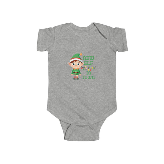 New Elf in Town Infant Bodysuit - Cute Baby Outfit, Christmas Gift, Holiday Apparel, Newborn Onesie, Festive Baby Clothes