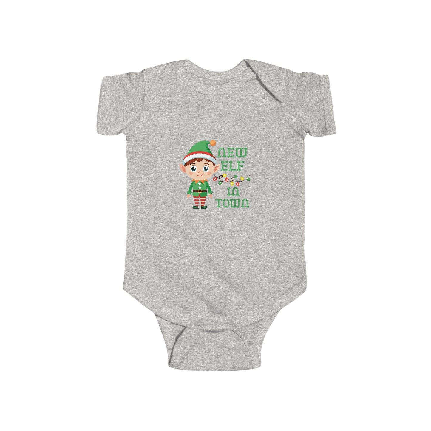 New Elf in Town Infant Bodysuit - Cute Baby Outfit, Christmas Gift, Holiday Apparel, Newborn Onesie, Festive Baby Clothes