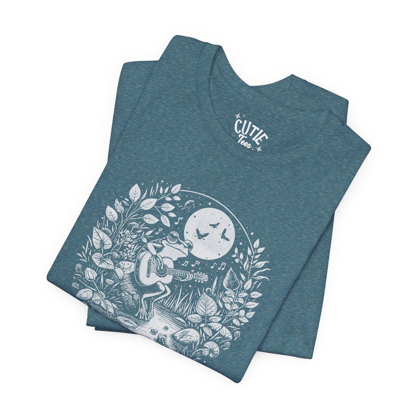 Frog with Guitar Nature Graphic Tee, Unisex Outdoor Shirt, Casual Wear, Gift for Nature Lovers, Music Theme Apparel, Bohemian Style Clothing