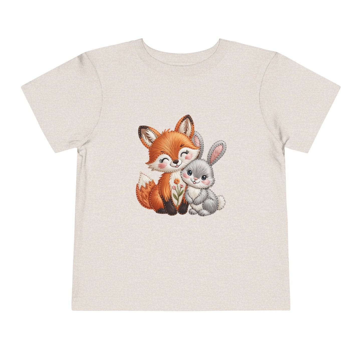 Animal Friends Toddler Tee, Kids Short Sleeve Shirt, Baby Shower Gift, Toddler Apparel, Fox and Bunny Design