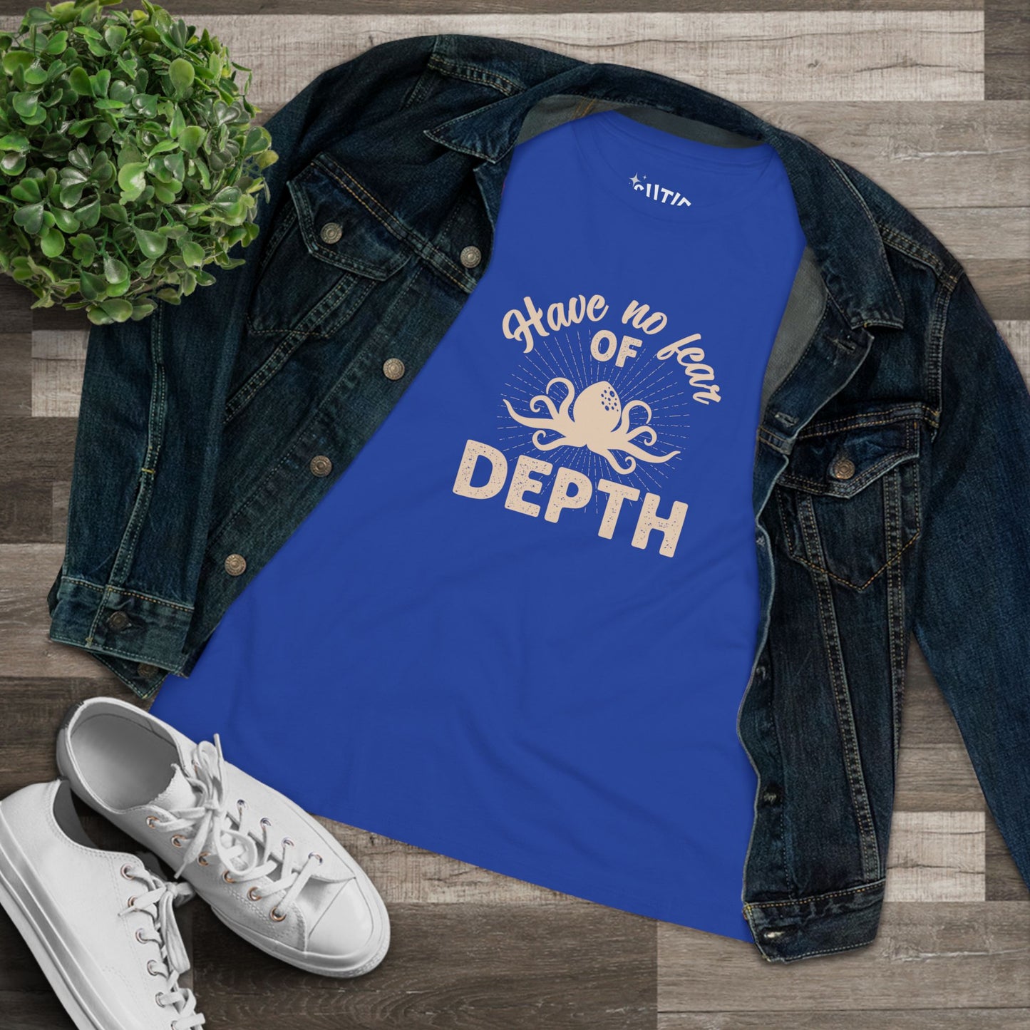 Octopus Women's Cotton Tee, Motivational Graphic T-Shirt for Brave, Strong Women