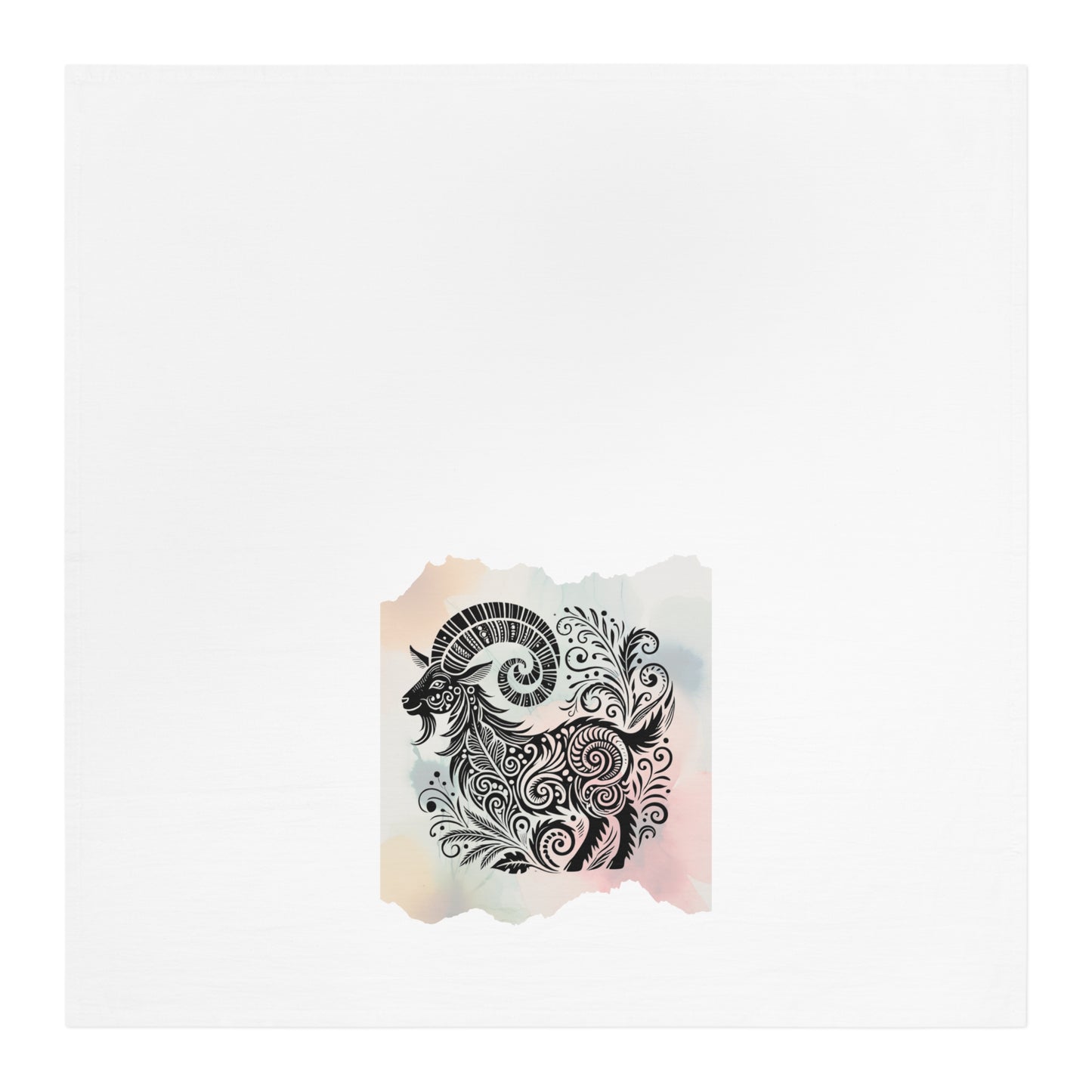 Bohemian Goat Watercolor Tea Towel