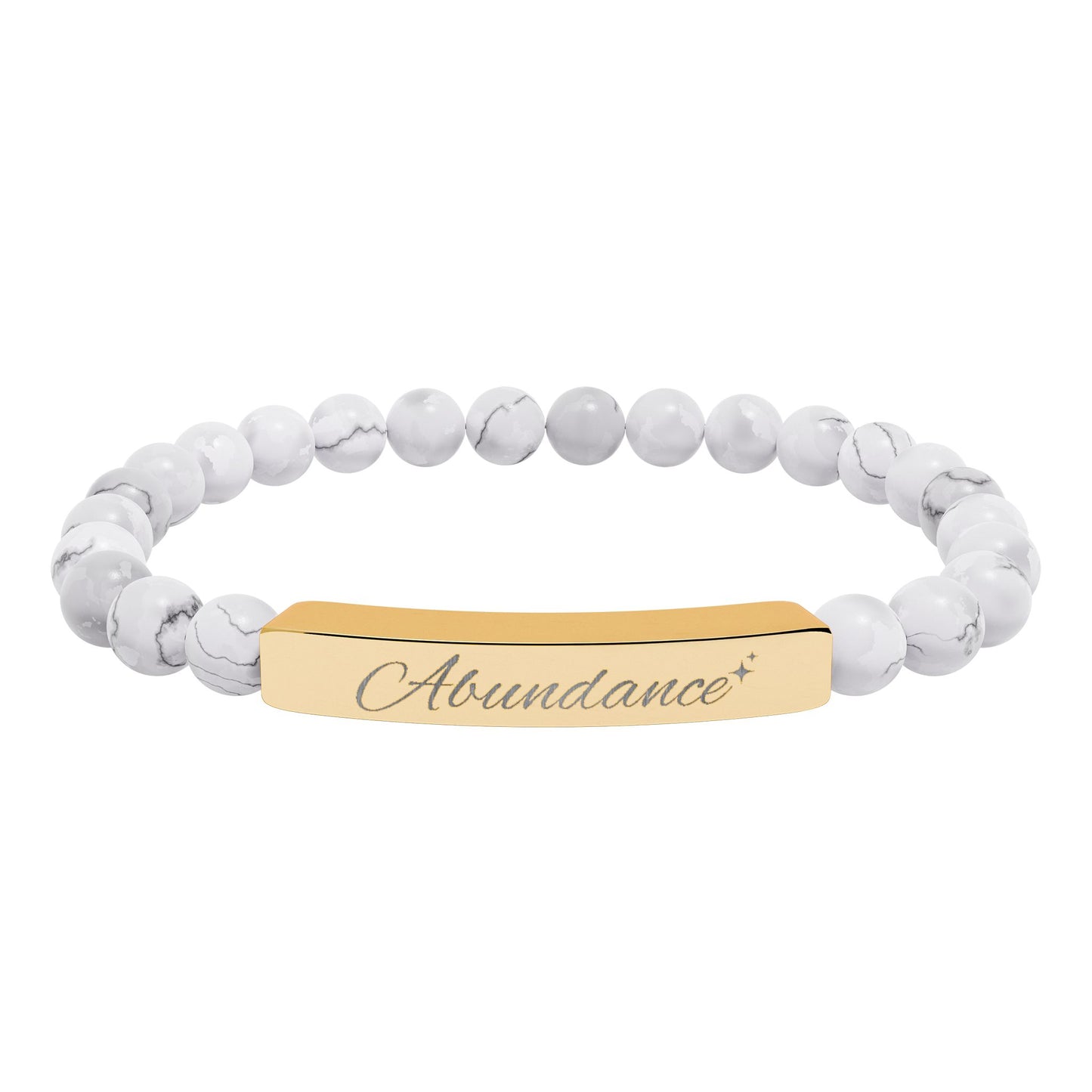 Abundance Engraved Natural Stone Stretch Bar Bracelet
