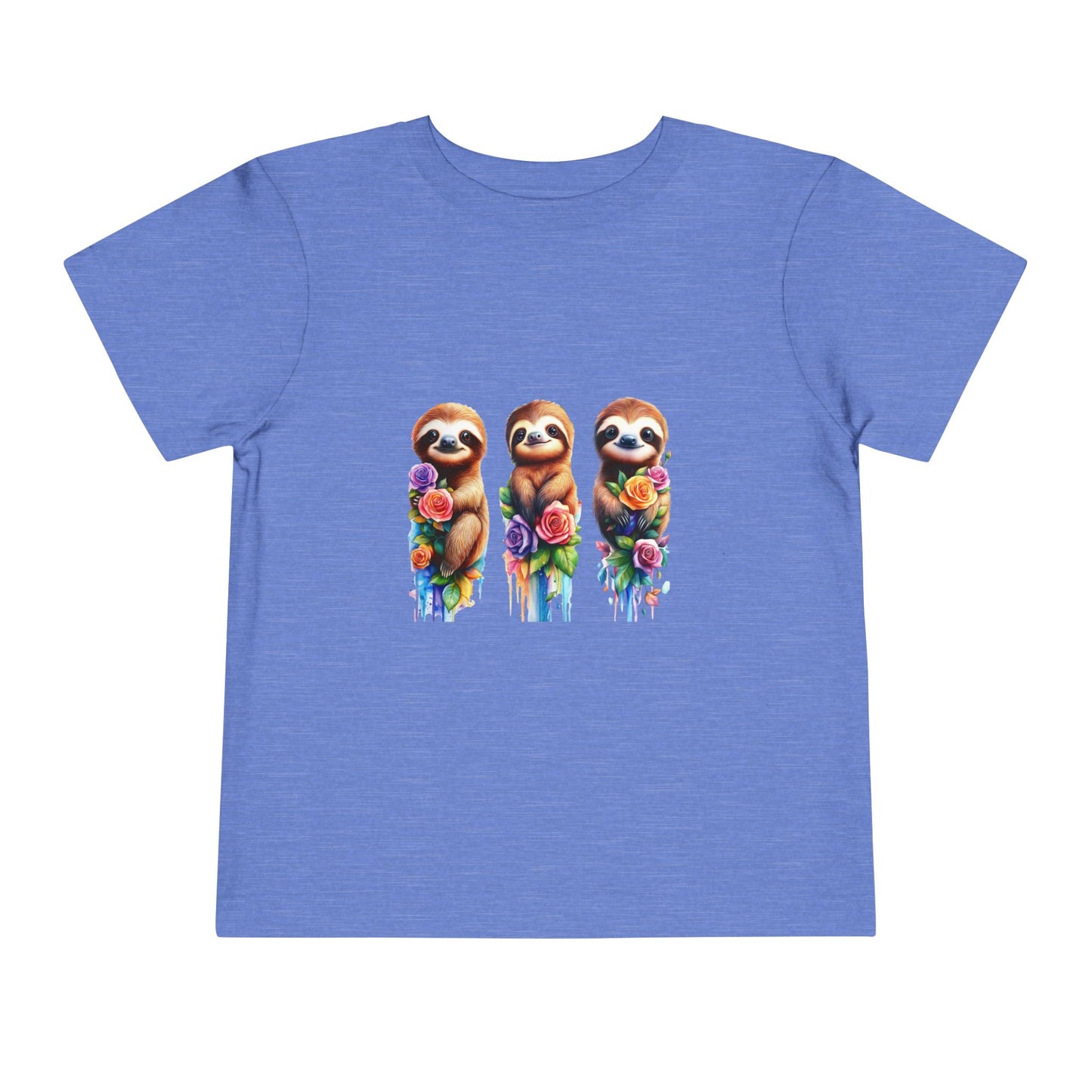 Baby Sloth Toddler Tee - Watercolor Sloth and Flowers for Little Animal Lovers