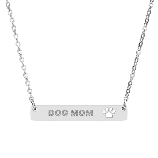 Dog Mom Necklace Cutout Paw Bar