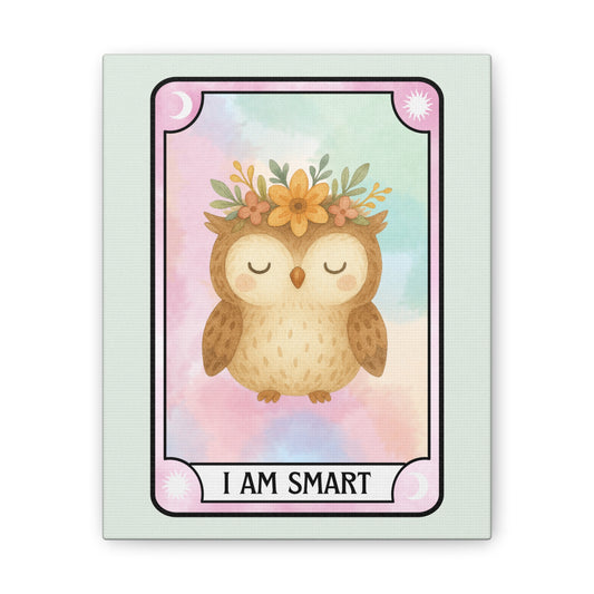 I Am Smart Owl Canvas Wall Art — Tarot Card