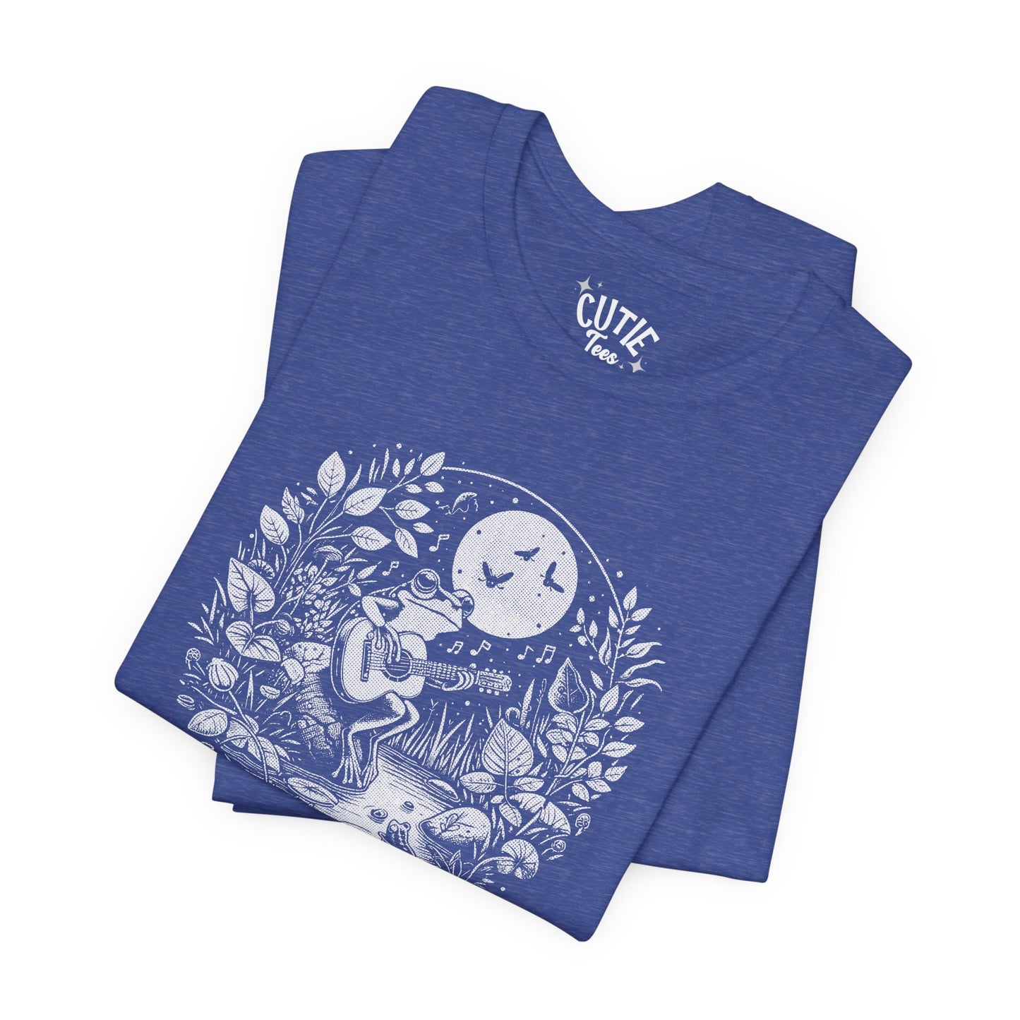 Frog with Guitar Nature Graphic Tee, Unisex Outdoor Shirt, Casual Wear, Gift for Nature Lovers, Music Theme Apparel, Bohemian Style Clothing