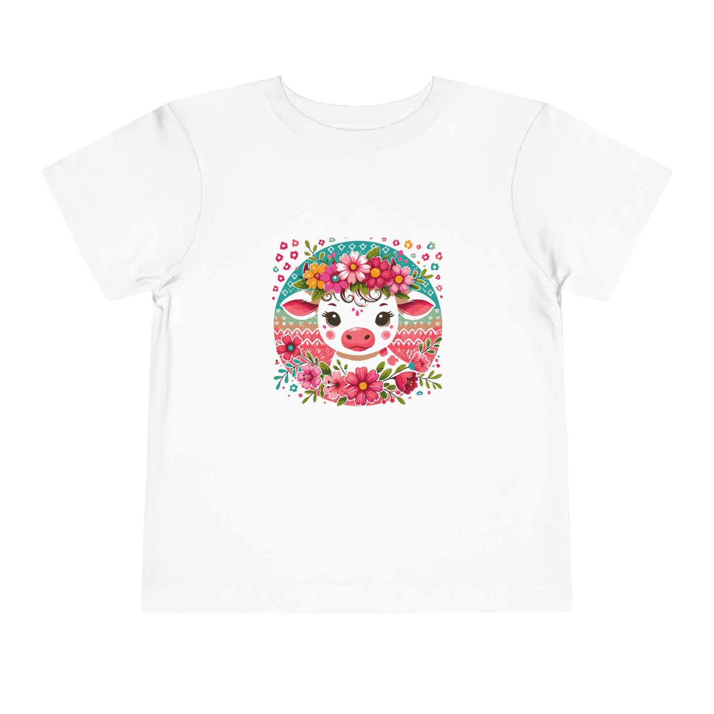 Floral Baby Cow Toddler Tee, Cute Kids Shirt, Spring Outfit, Baby Gift, Toddler Summer Shirt, Fun Animal Tee, Adorable Children's Apparel