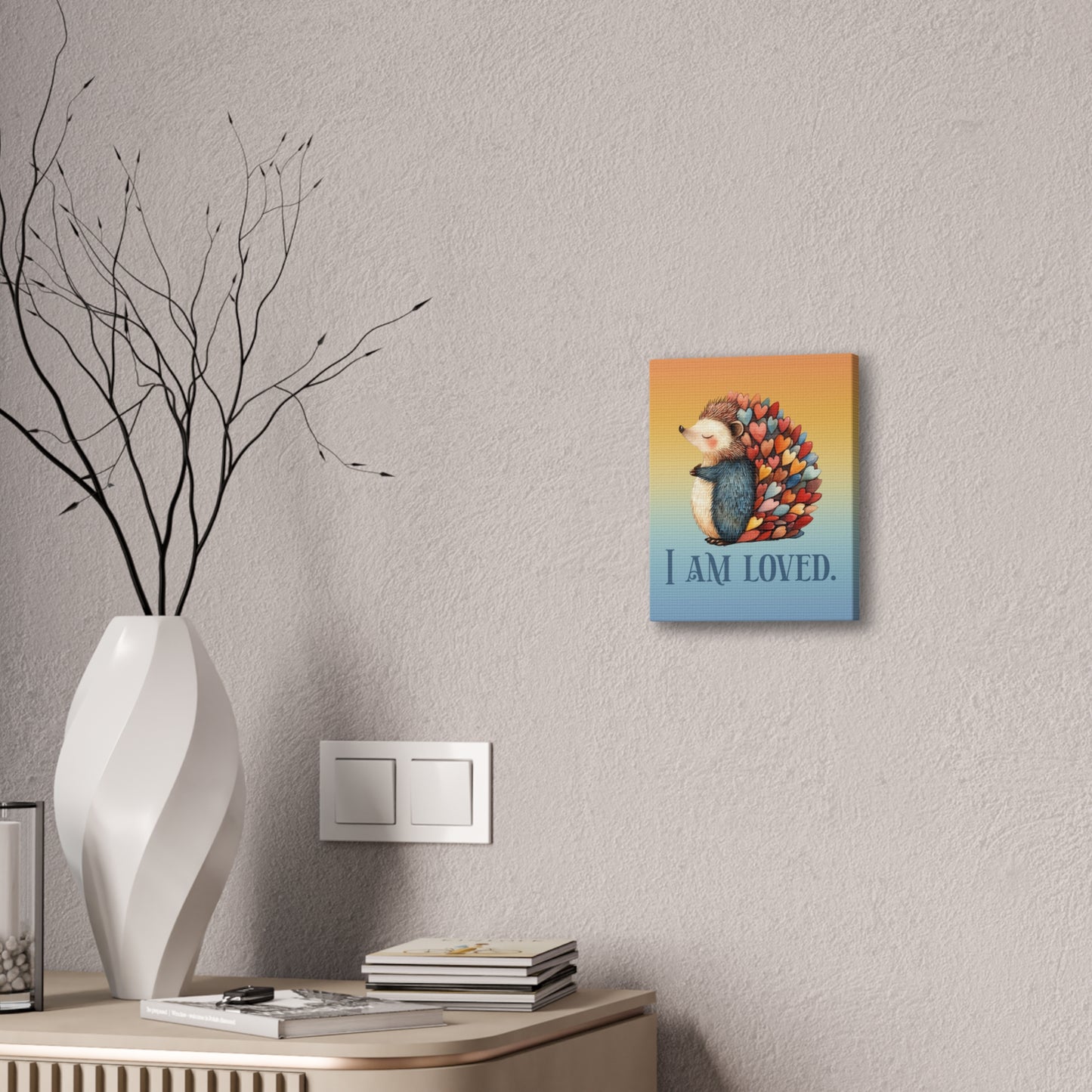 Hedgehog 'I Am Loved' Canvas Wall Art