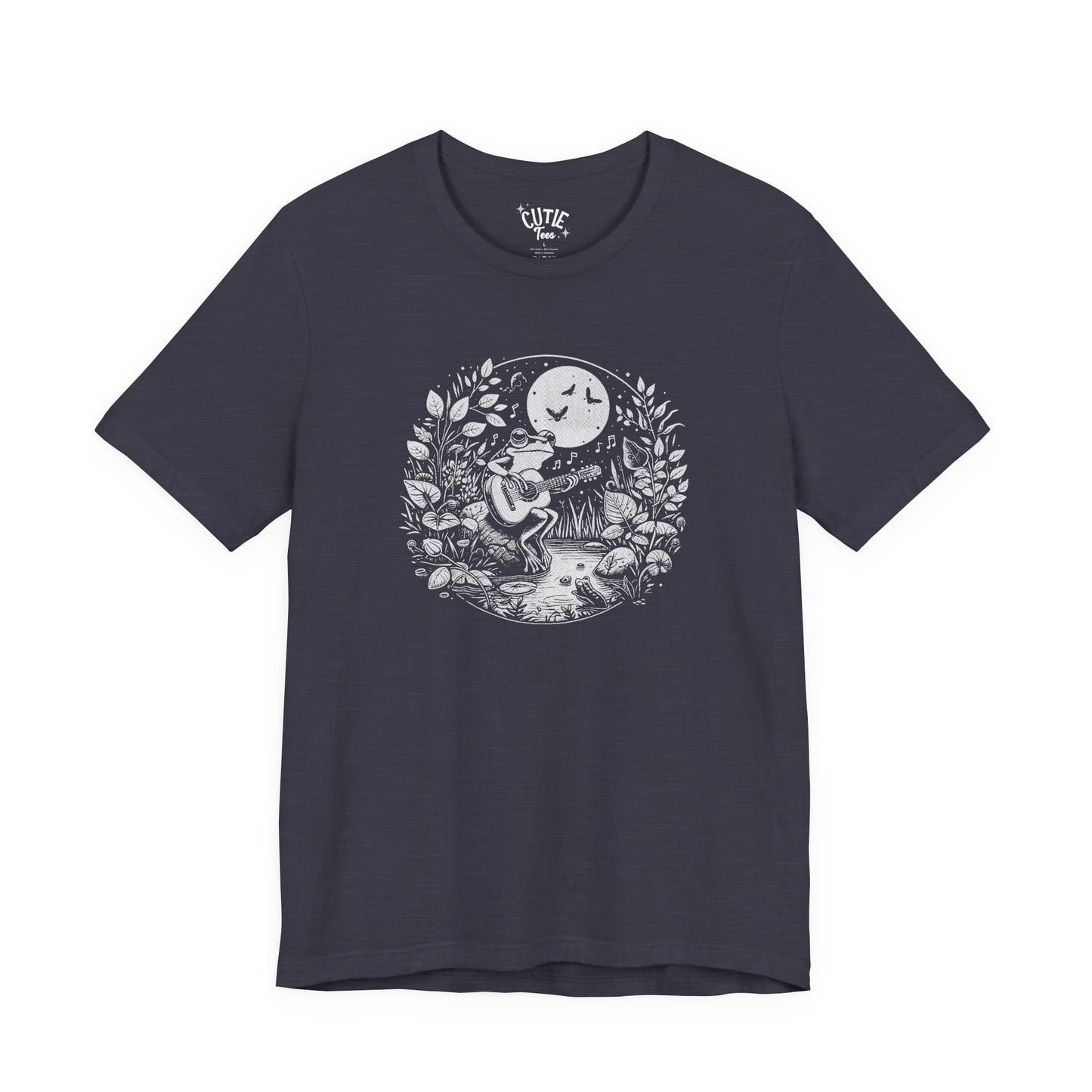 Frog with Guitar Nature Graphic Tee, Unisex Outdoor Shirt, Casual Wear, Gift for Nature Lovers, Music Theme Apparel, Bohemian Style Clothing