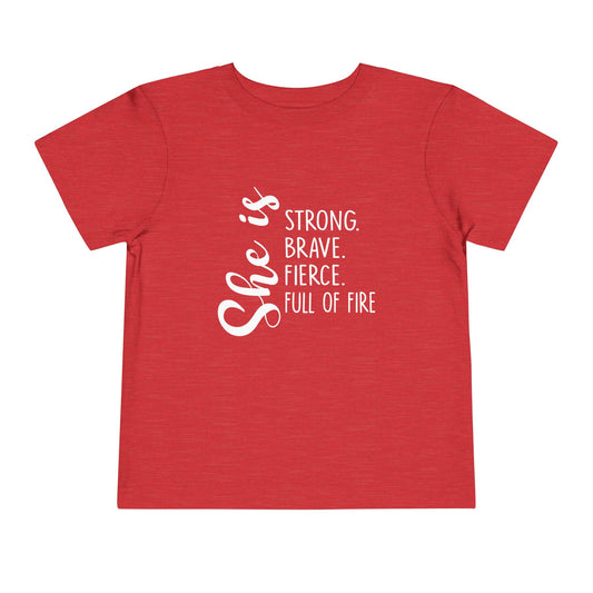 Empowering Toddler Tee - "She is Strong, Brave, Fierce, Full of Fire" - Perfect Gift for Little Warriors, Playdates, Birthdays, [...]