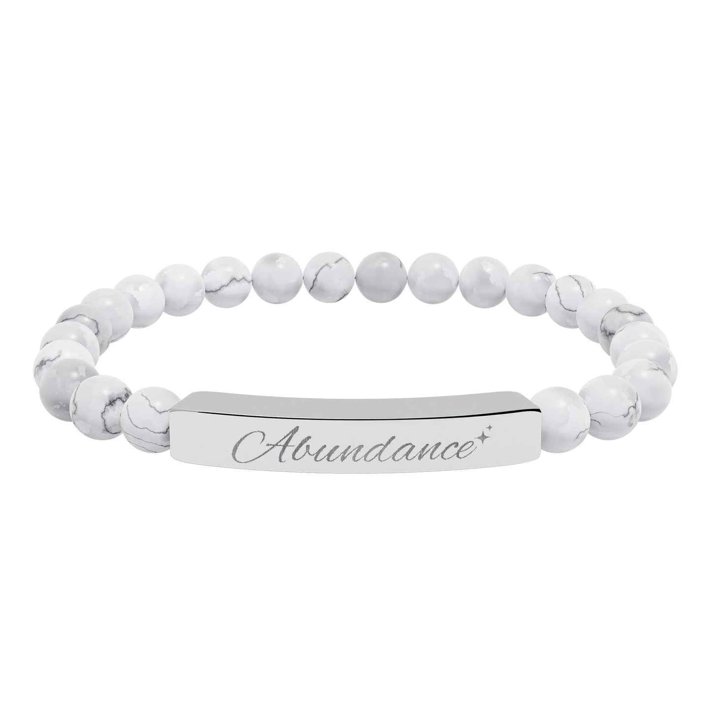 Abundance Engraved Natural Stone Stretch Bar Bracelet