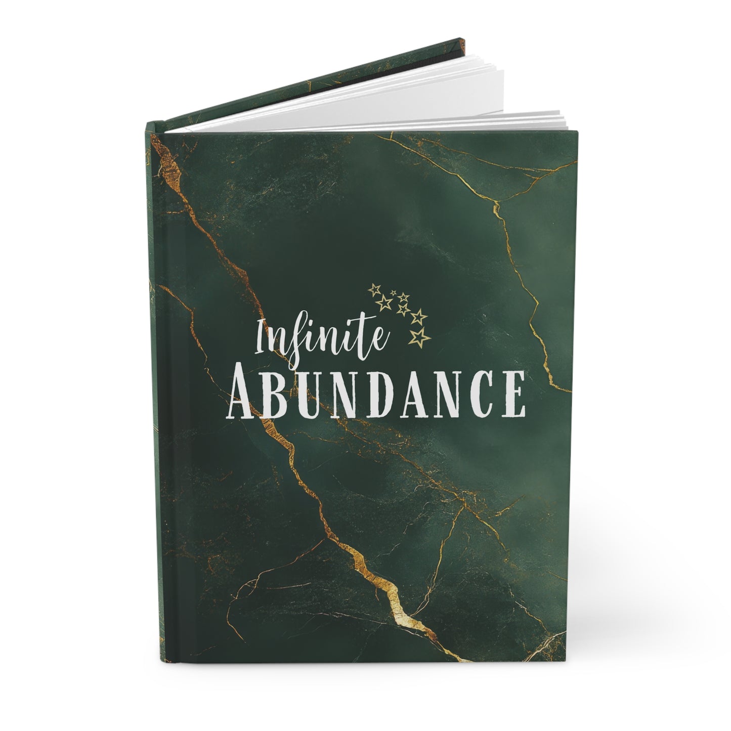 Infinite Abundance Hardcover Journal — Luxury Green Marble Gratitude Notebook