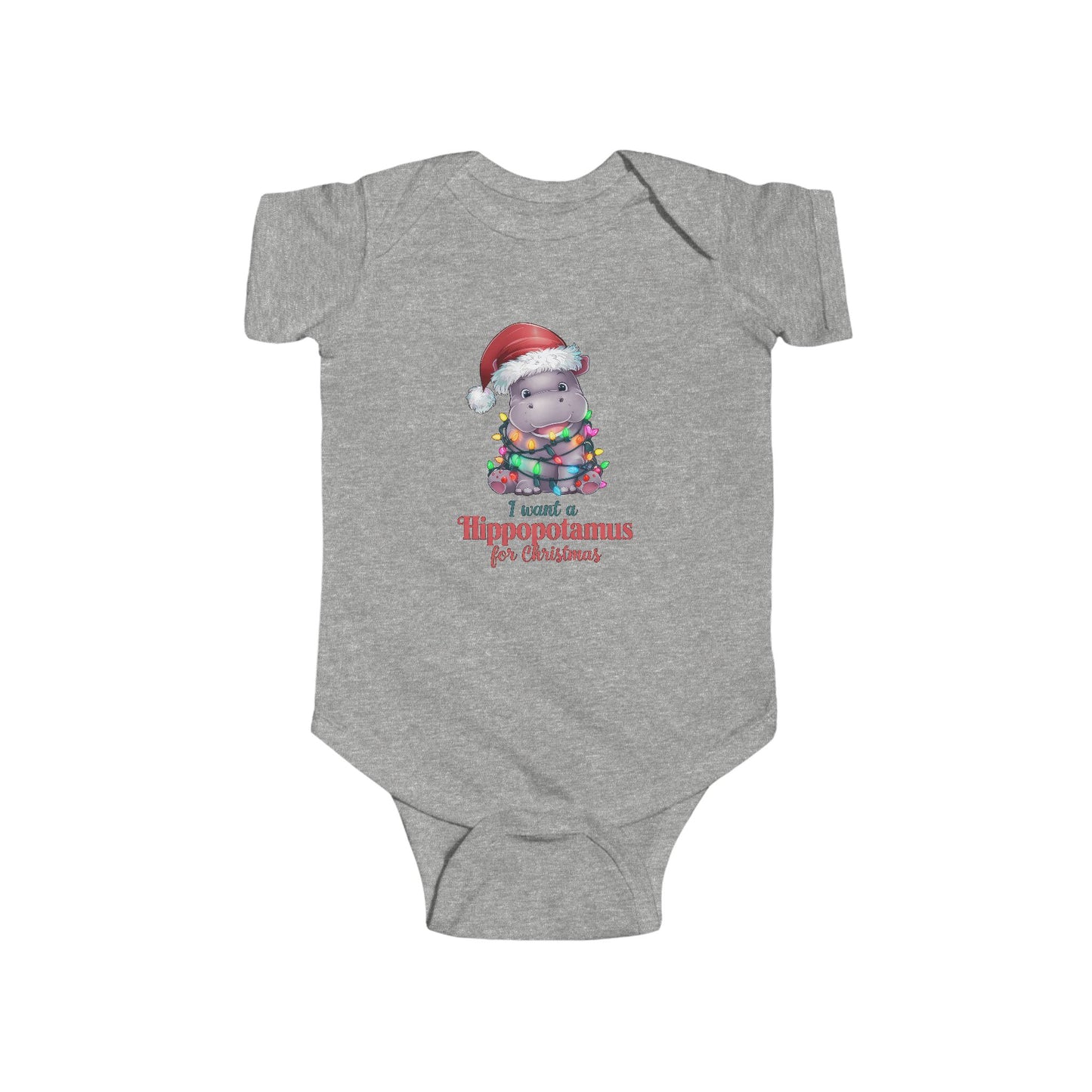 Hippo Christmas Infant Bodysuit, Holiday Baby Outfit, I Want a Hippopotamus for Christmas, Baby Shower Gift, Santa Outfit