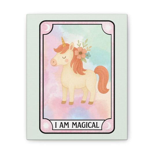 Unicorn Canvas — "I Am Magical" Tarot Card Art