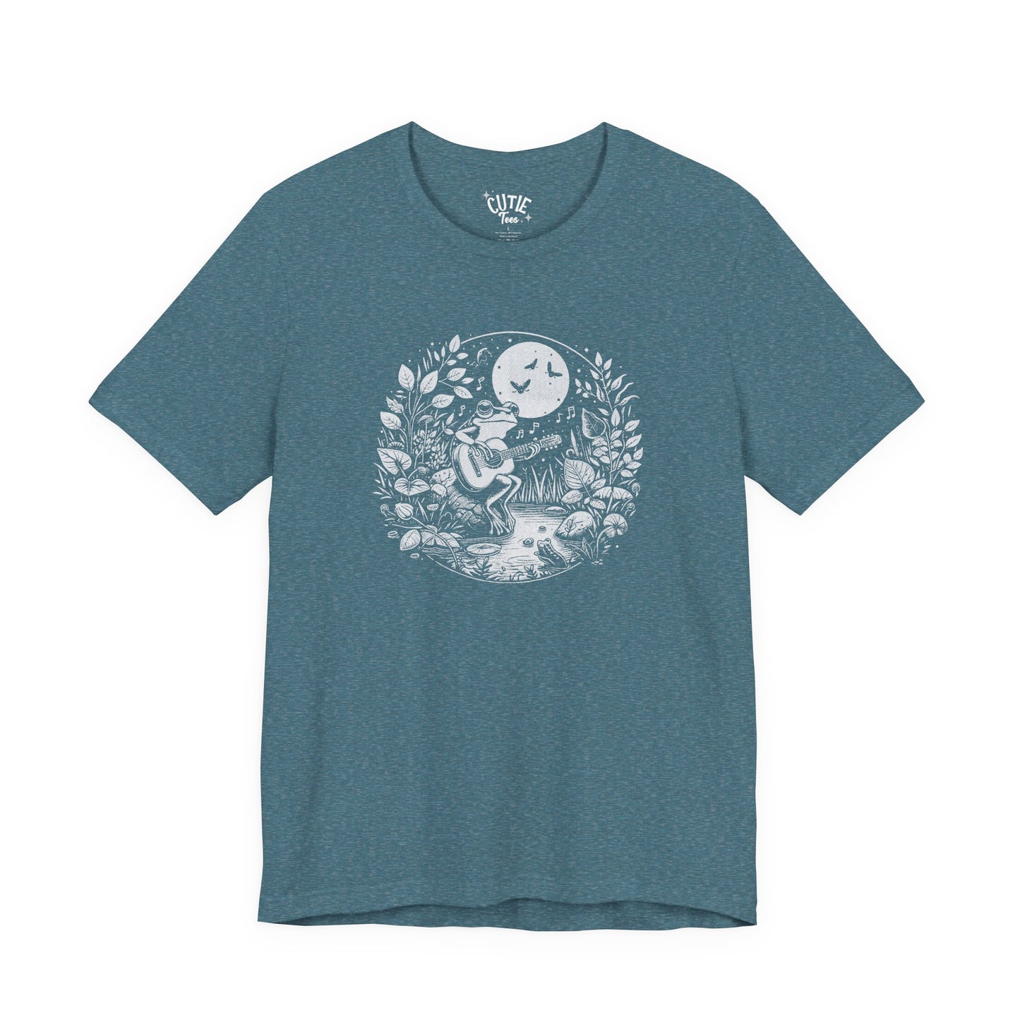 Frog with Guitar Nature Graphic Tee, Unisex Outdoor Shirt, Casual Wear, Gift for Nature Lovers, Music Theme Apparel, Bohemian Style Clothing