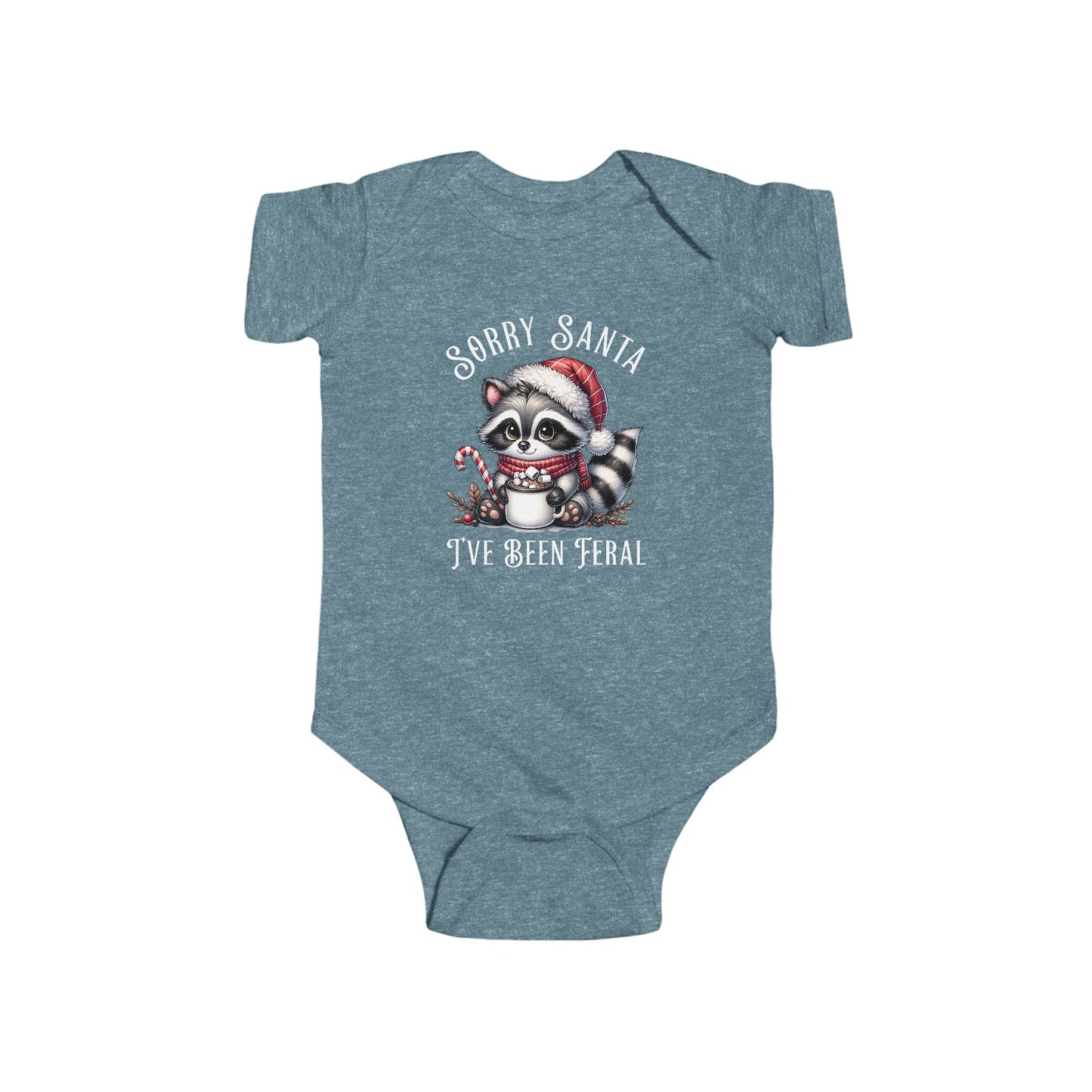 Sorry Santa, I've Been Feral Baby Raccoon Funny Bodysuit, Christmas Outfit for Infants, Holiday Gift, Baby Shower Present, Cute Raccoon Design, Sorry Santa