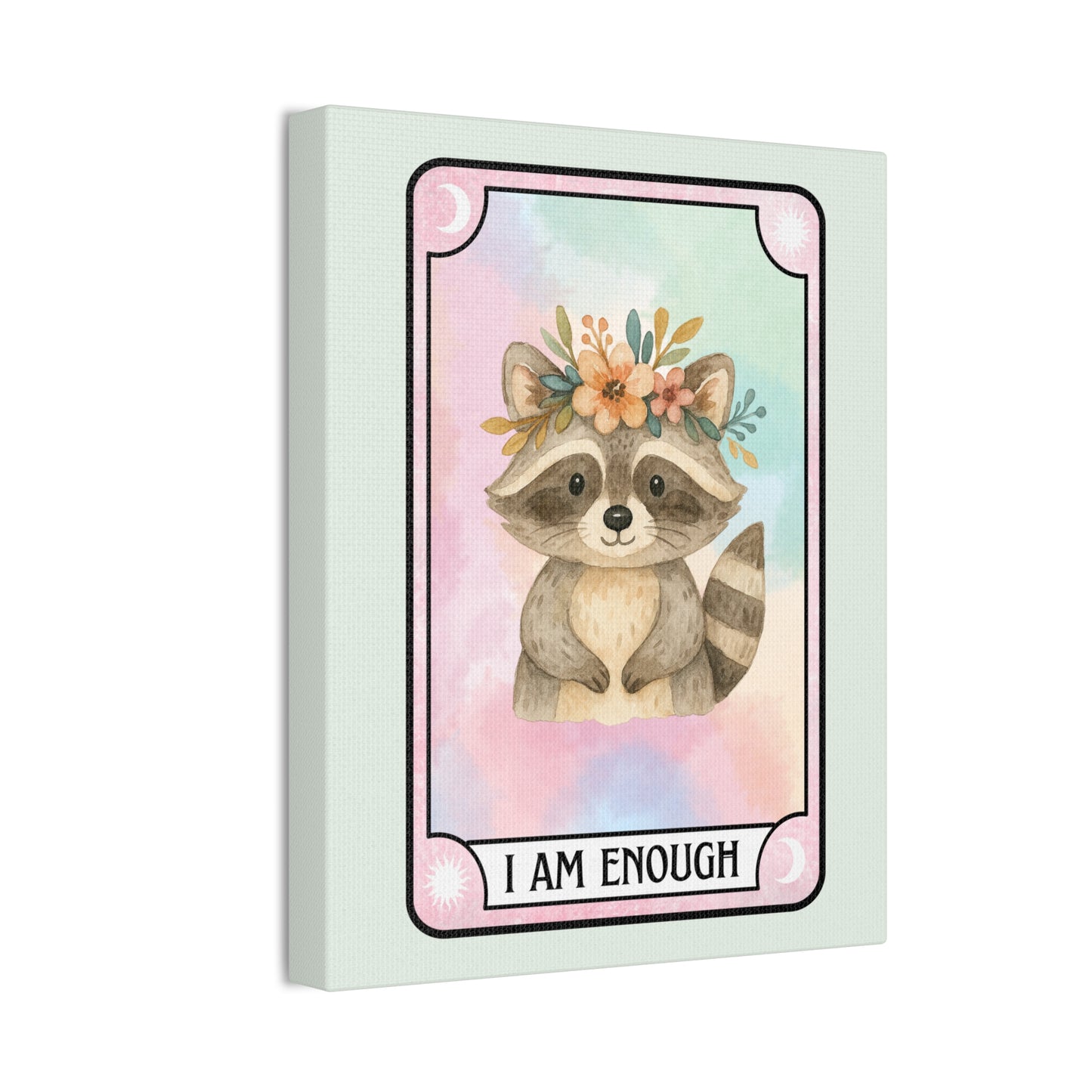 I Am Enough Raccoon Canvas Wall Art - Tarot Card
