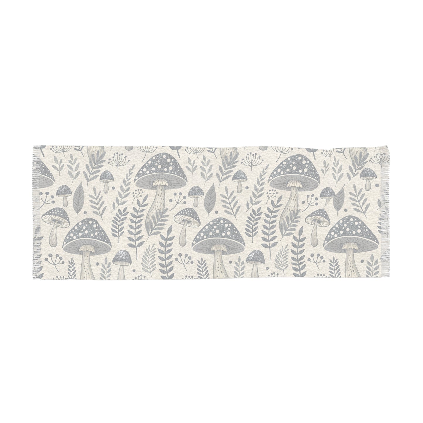 Mushroom Meadow Scarf — Neutral Botanical Lightweight Wrap