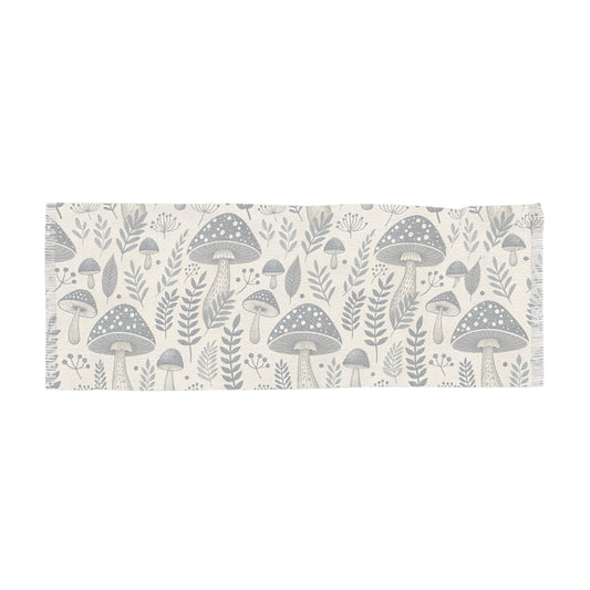 Mushroom Meadow Scarf — Neutral Botanical Lightweight Wrap