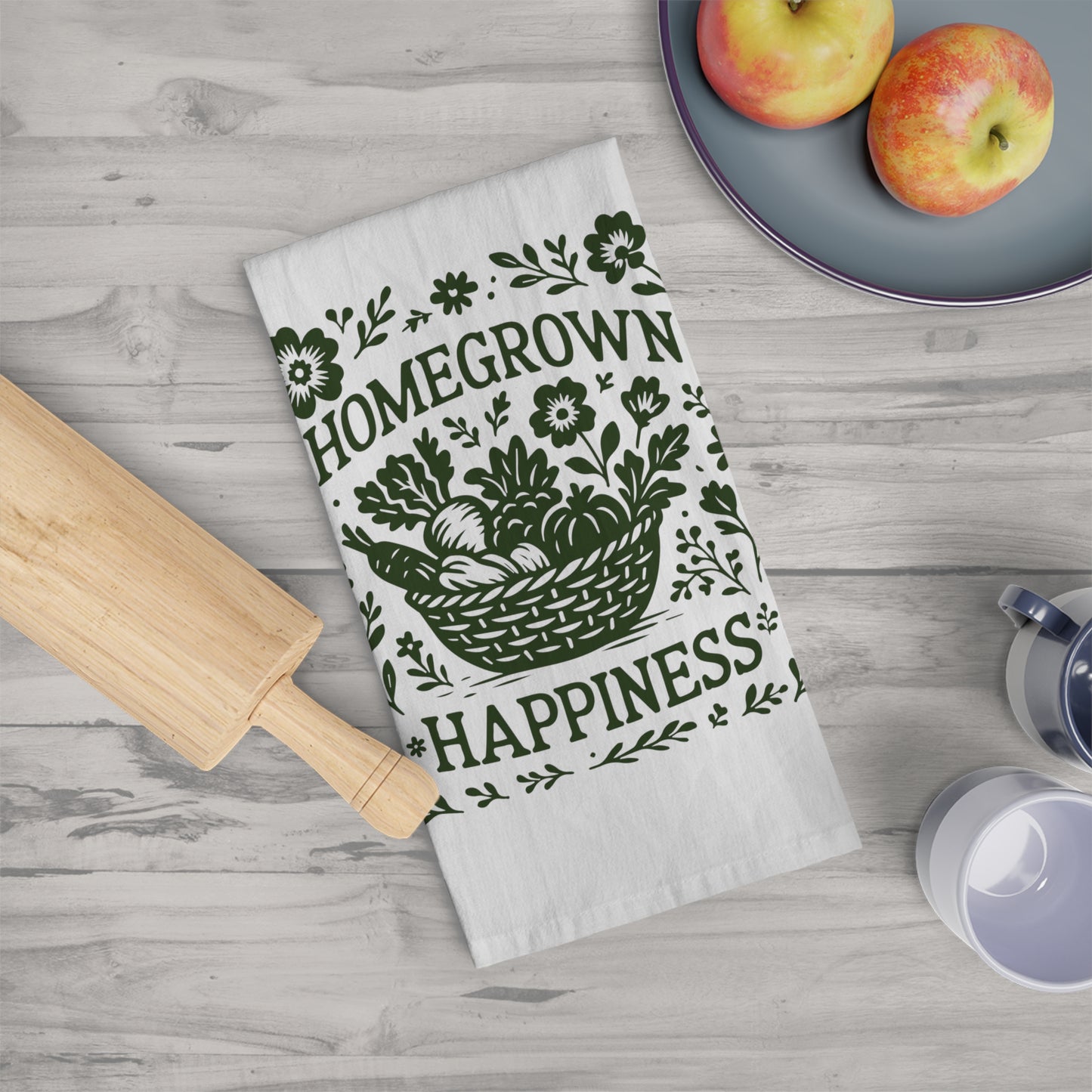Farmhouse Tea Towel - Homegrown Happiness Gift for Gardeners