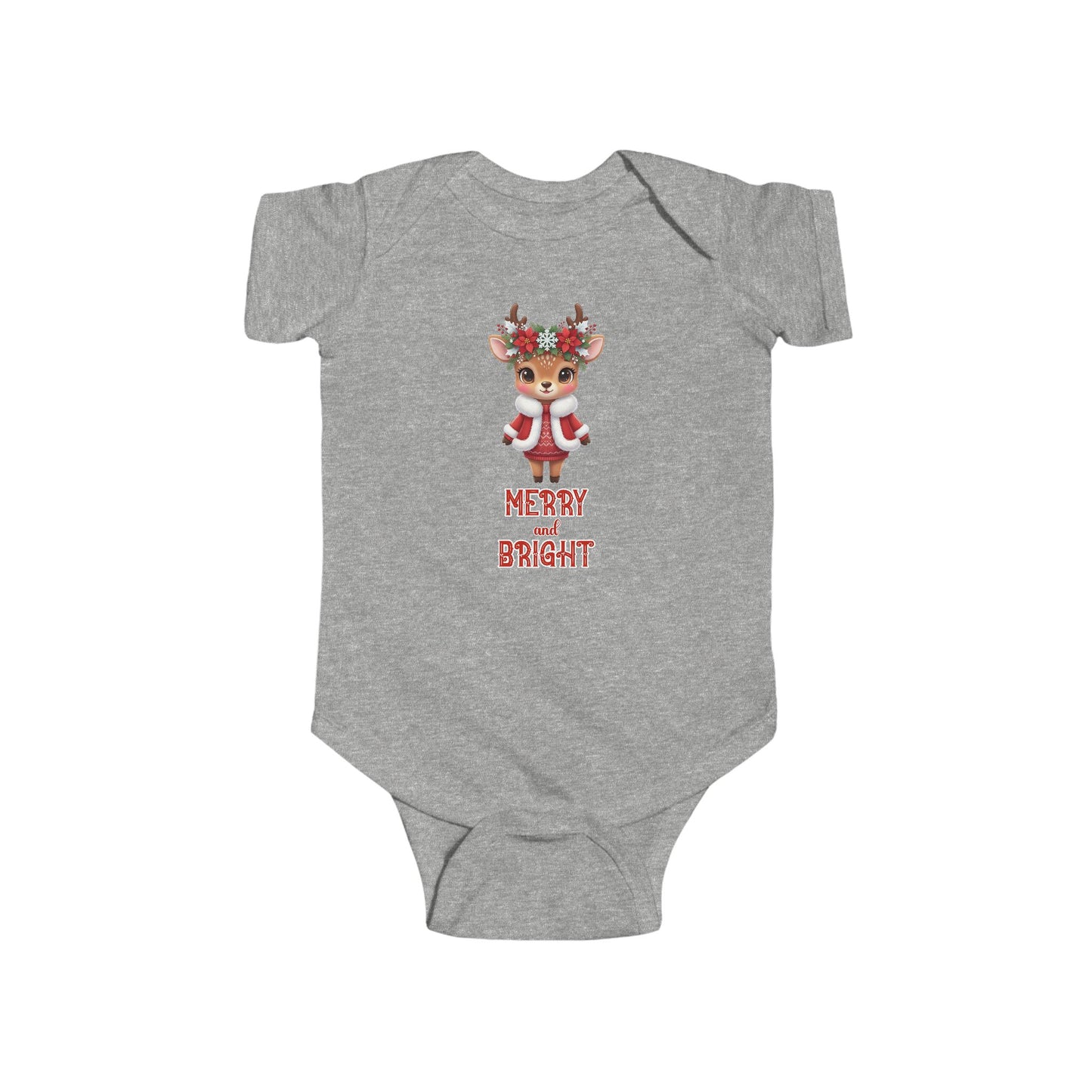 Merry and Bright Baby Reindeer Bodysuit, Merry and Bright Infant Outfit, Christmas Baby Clothes, Newborn Gift, Festive Family Photo