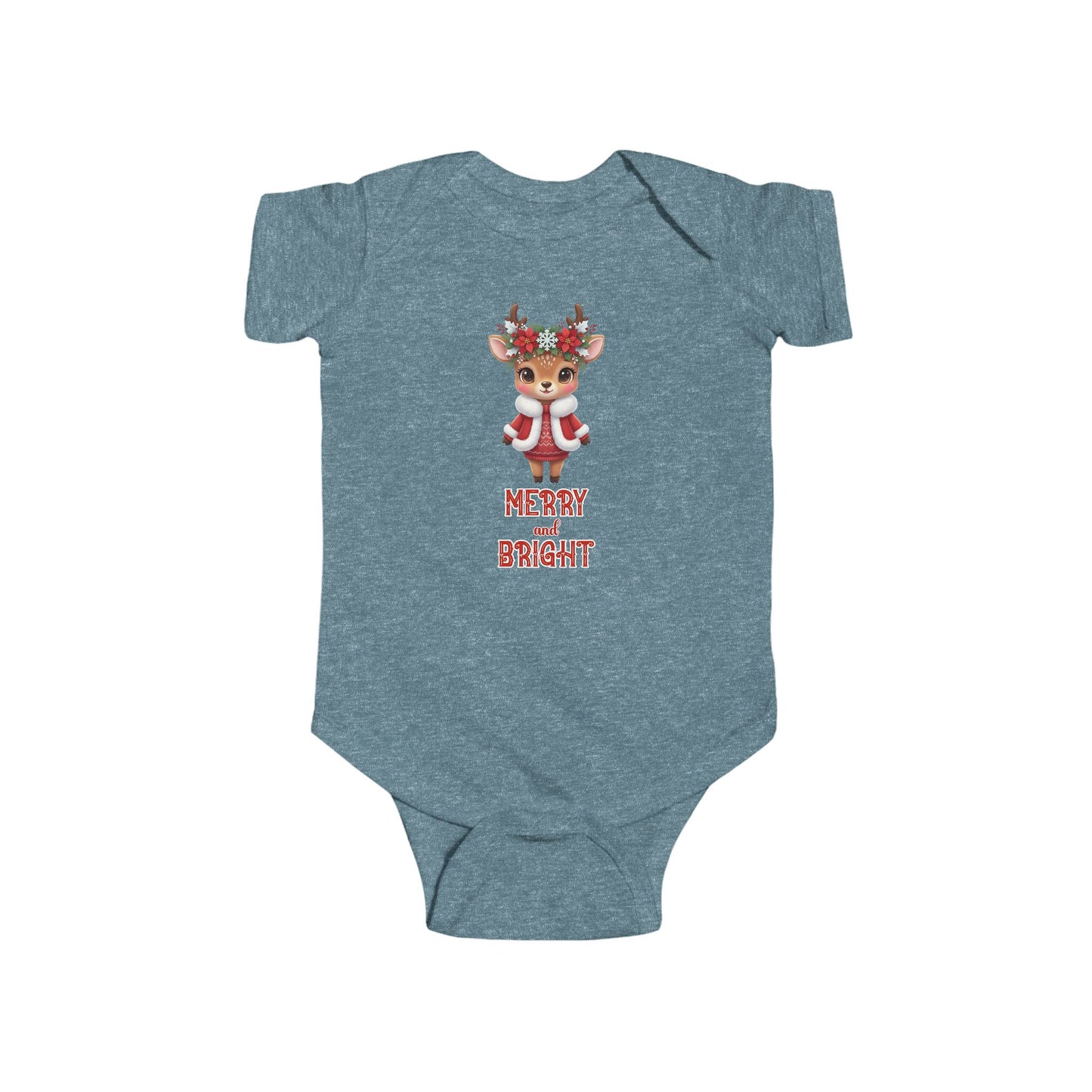 Merry and Bright Baby Reindeer Bodysuit, Merry and Bright Infant Outfit, Christmas Baby Clothes, Newborn Gift, Festive Family Photo