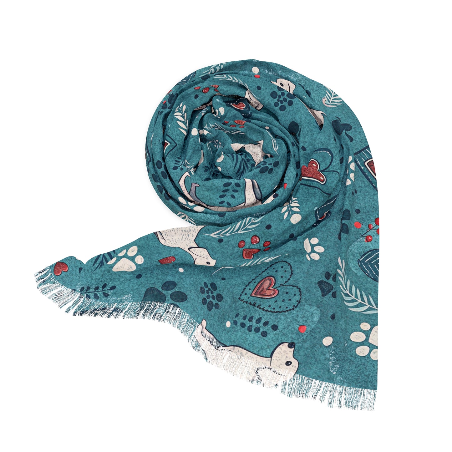 Dog Paw & Hearts Lightweight Scarf
