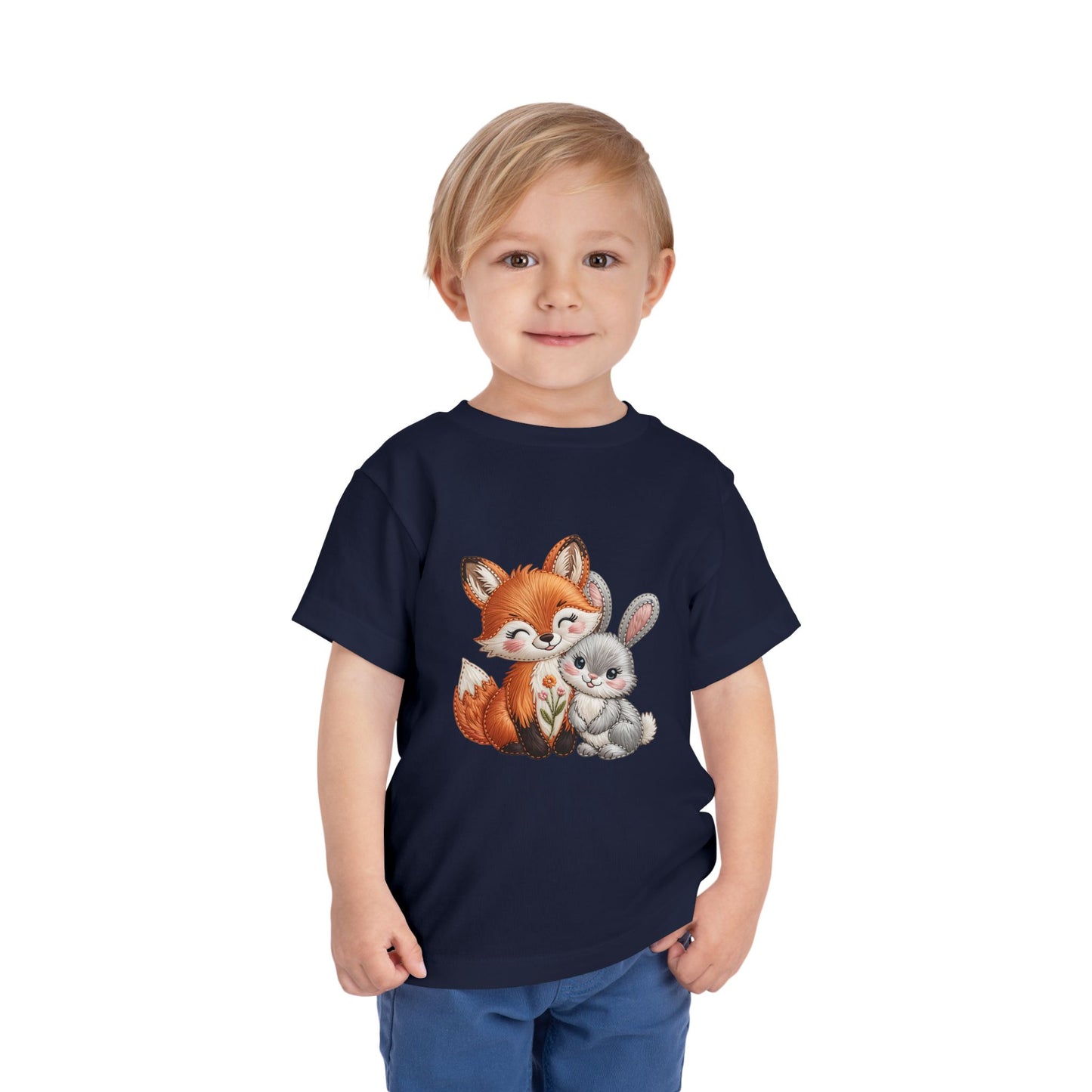 Animal Friends Toddler Tee, Kids Short Sleeve Shirt, Baby Shower Gift, Toddler Apparel, Fox and Bunny Design