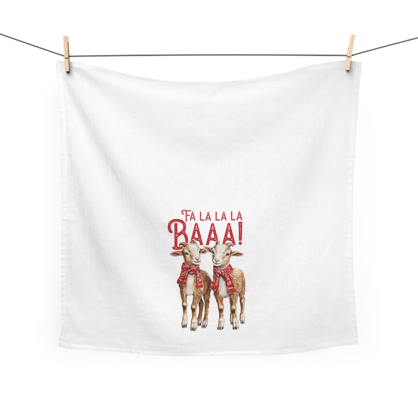 Festive Baby Goat Tea Towel – 'Fa La La La Baaa!' Kitchen Decor