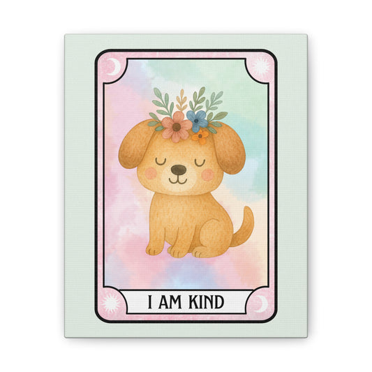 I Am Kind Puppy Canvas Wall Art — Tarot Card