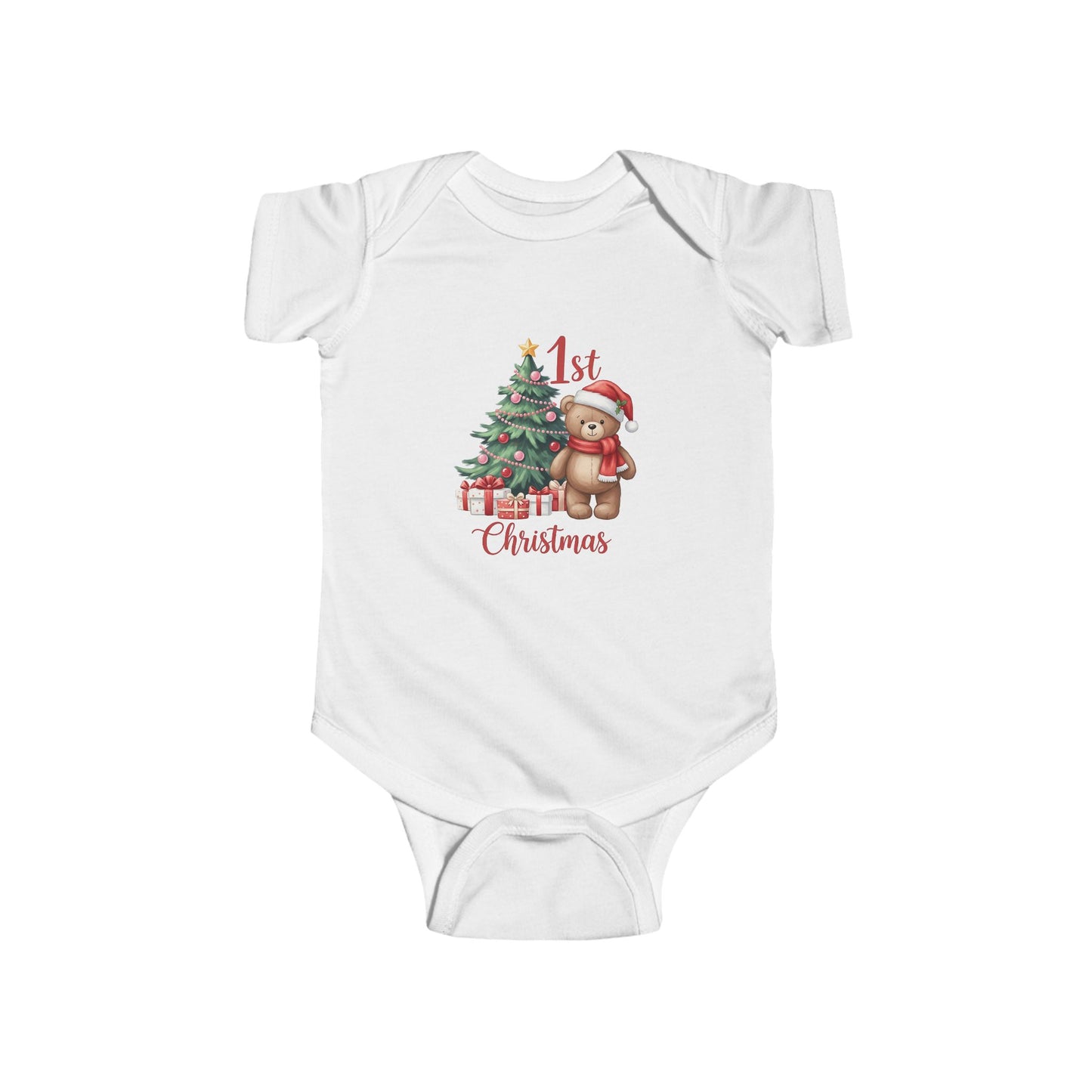 First Christmas Baby Bodysuit, Cute Infant Outfit, Holiday Gift, Baby Shower Gift, Santa Bear Design