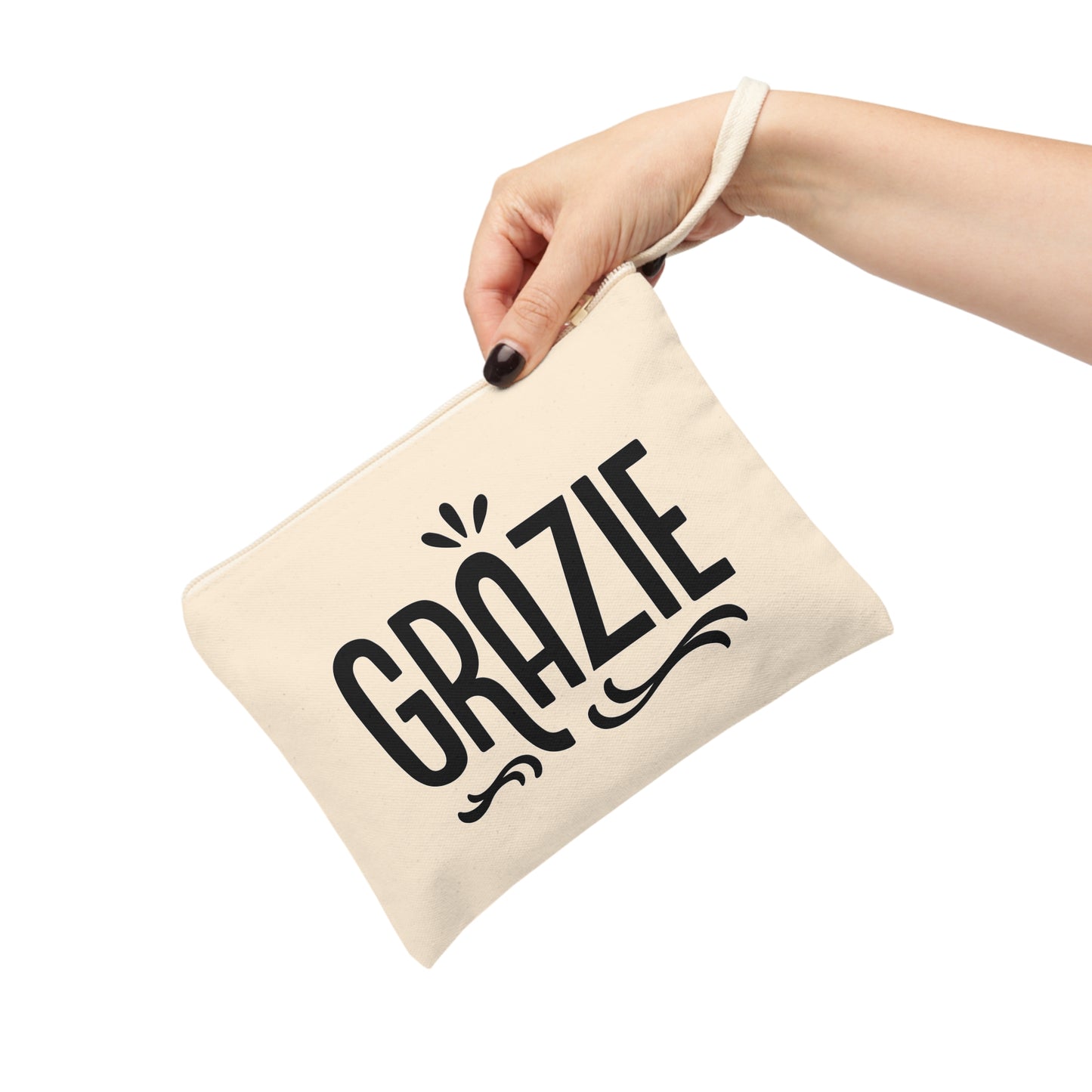 Grazie Zipper Pouch, Cute Gift for Friends, Travel Accessory, Organizer for Makeup, Pencil Case, Wedding Favor, Thank You Gift, Italian