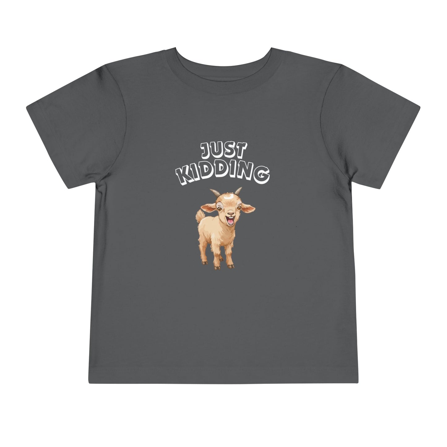 Just Kidding Baby Goat Pun Toddler Shirt with 25% of Proceeds to Goatlandia Farm Animal Sanctuary