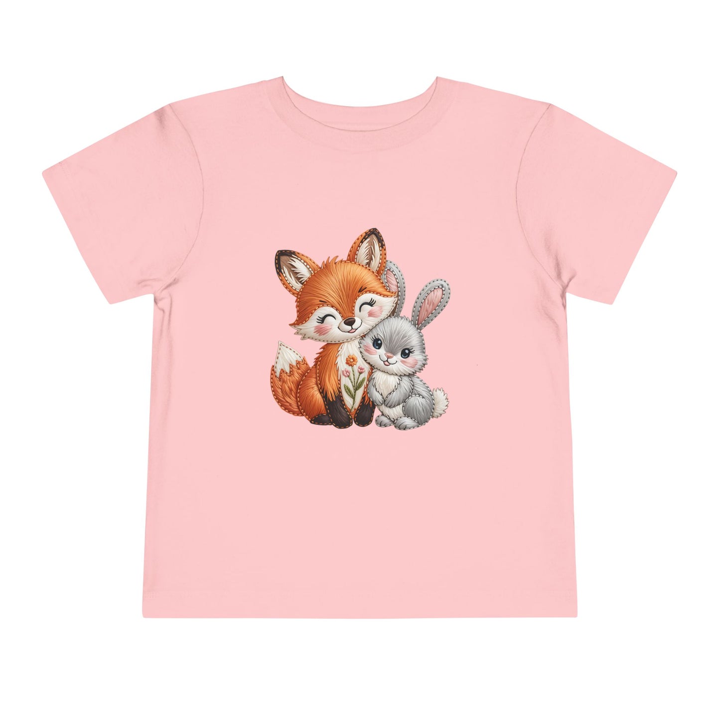 Animal Friends Toddler Tee, Kids Short Sleeve Shirt, Baby Shower Gift, Toddler Apparel, Fox and Bunny Design