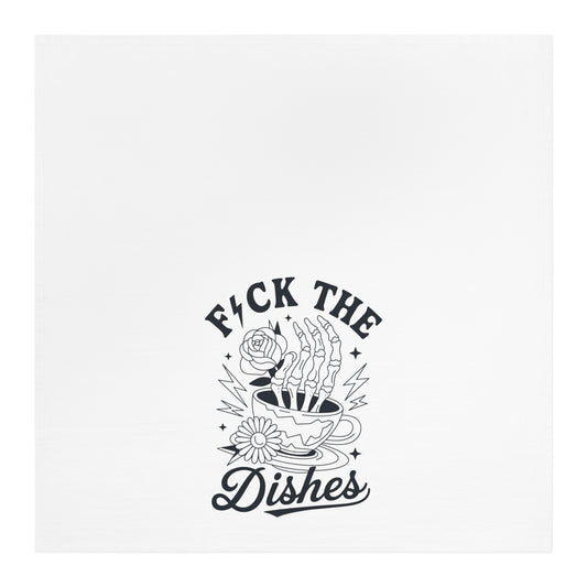 Tea Towel - “F*ck The Dishes” Retro Skull & Floral Kitchen Towel