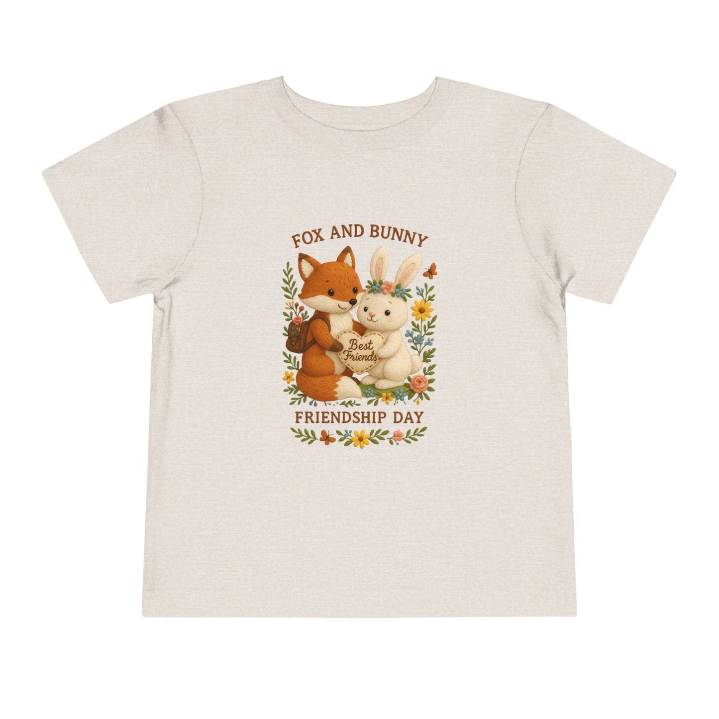 Fox and Bunny Friendship Day Toddler Tee, Kids Birthday Gift, Children's Day Outfit, Friendship Day Top, Animal Lover Shirt