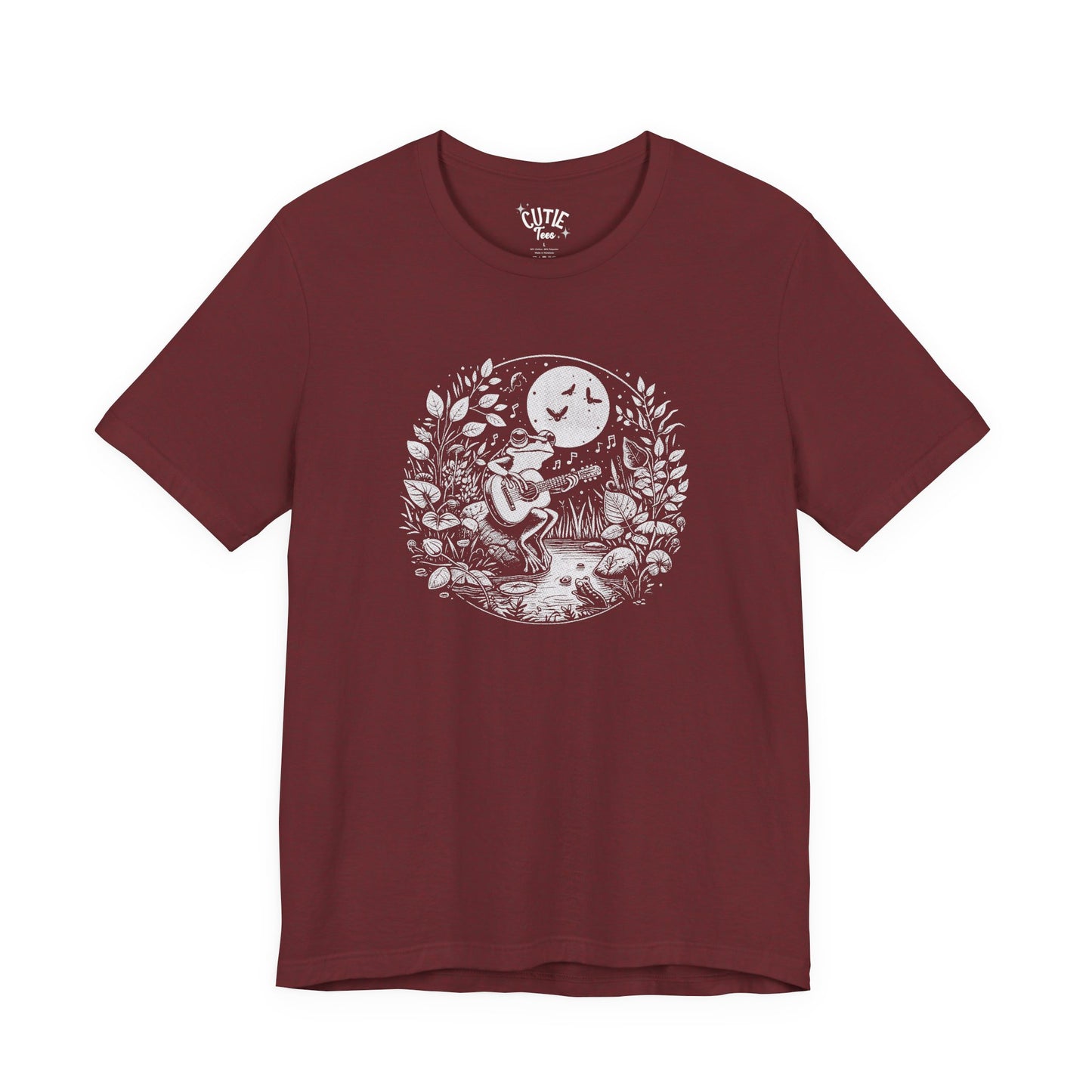 Frog with Guitar Nature Graphic Tee, Unisex Outdoor Shirt, Casual Wear, Gift for Nature Lovers, Music Theme Apparel, Bohemian Style Clothing
