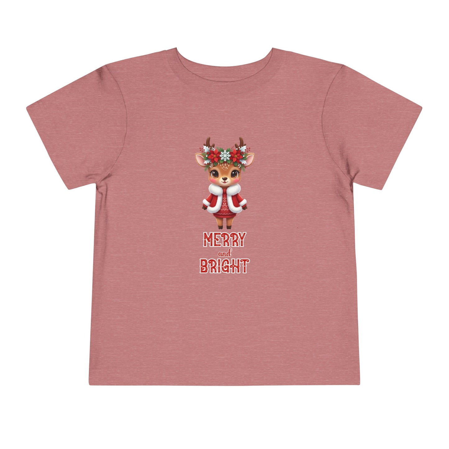 Merry and Bright Baby Reindeer Toddler Tee | Cute Reindeer Design | Christmas Outfit, Kids Holiday Shirt, Festive Toddler Wear, Winter Apparel
