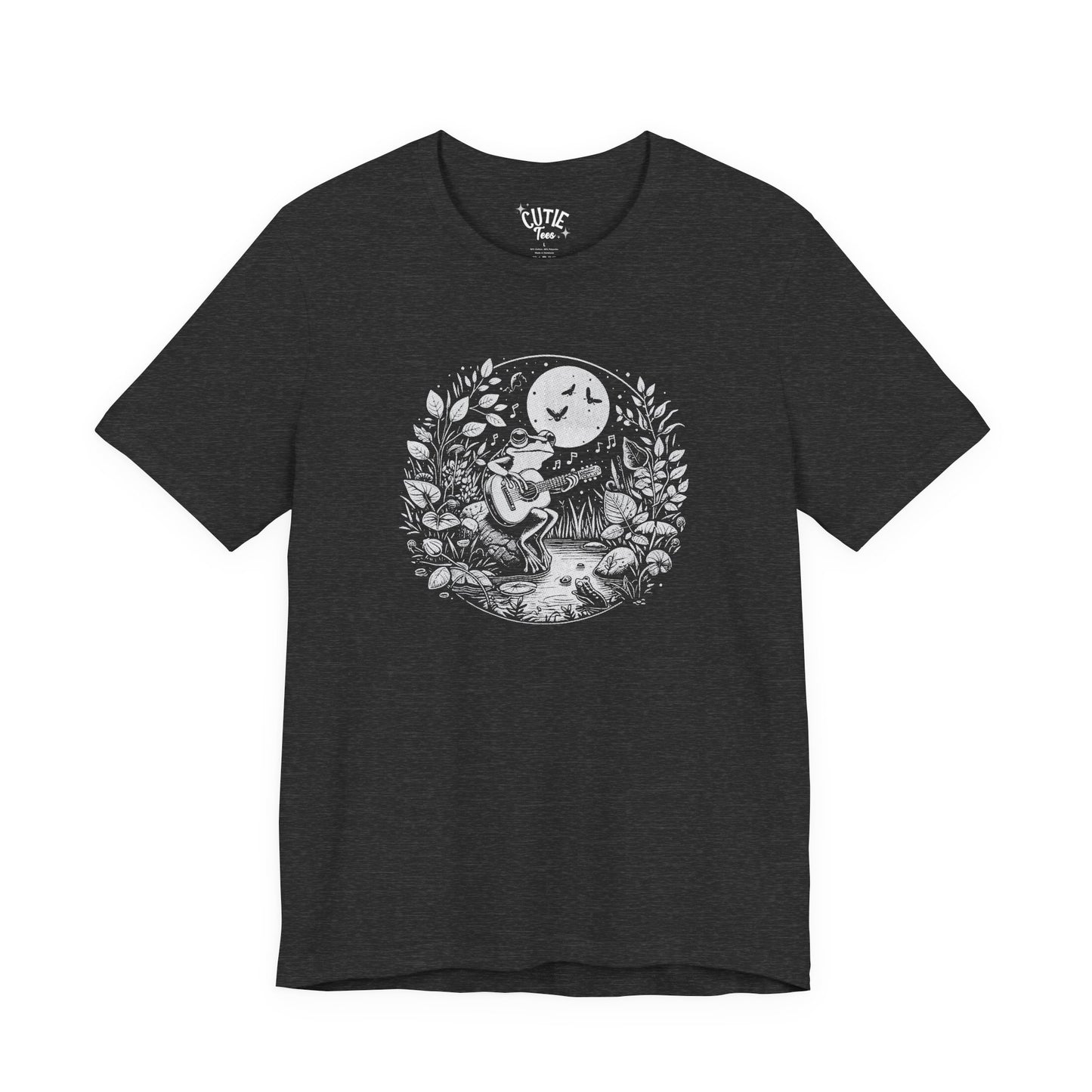 Frog with Guitar Nature Graphic Tee, Unisex Outdoor Shirt, Casual Wear, Gift for Nature Lovers, Music Theme Apparel, Bohemian Style Clothing