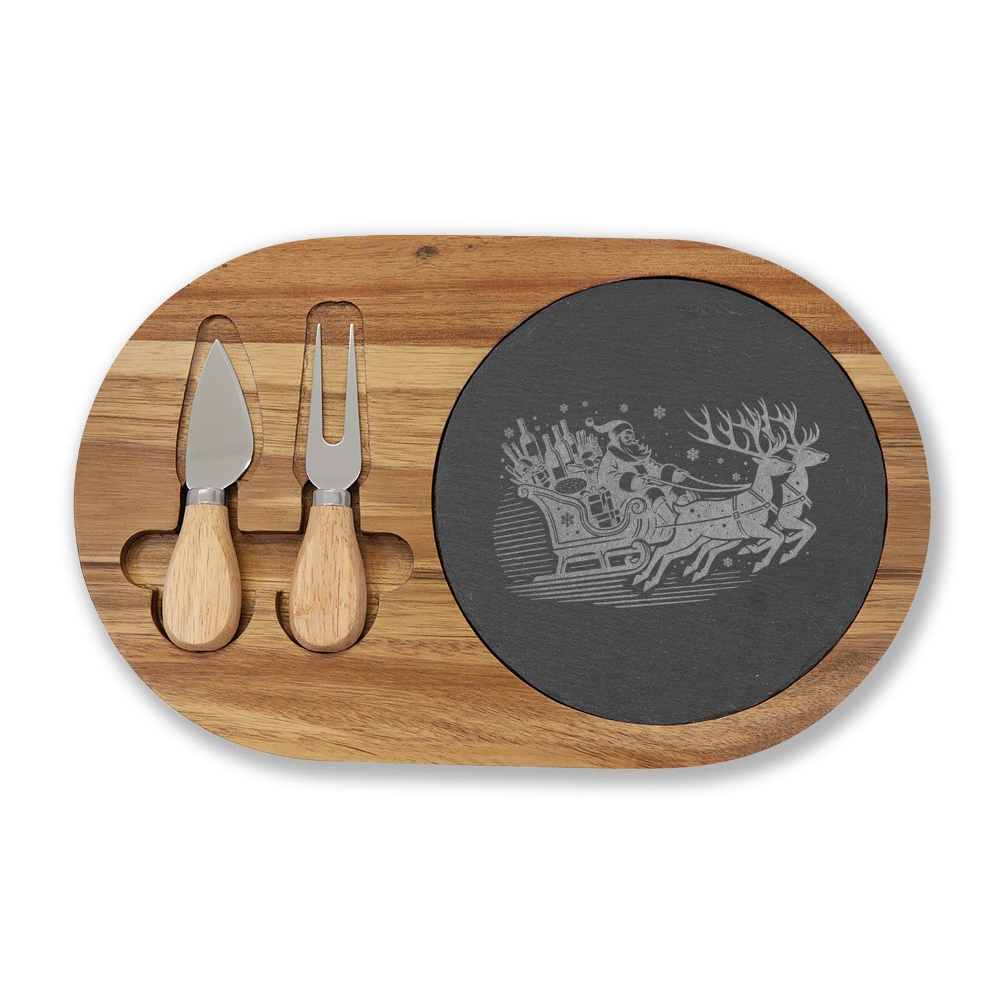 Engraved Charcuterie Board with Cheese Knives Wine Country Christmas – Perfect Holiday Gift